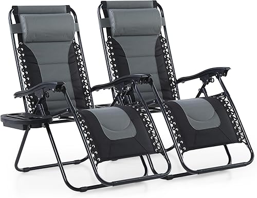 Miniatura 11 de Sophia & Willliam - Juego de 2 sillas plegables reclinables con portavasos (azul)