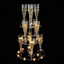 Cocktail Tree Stand, Clear Acrylic Drink Tower, 3 Tier - 12 Holders with Light String for Party For Champagne, Martini, Margarita Cups, 12.4x 21.5
