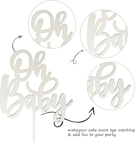 Miniatura 64 de 1 pieza de decoración de pastel Oh Baby Shower con purpurina para baby shower, bautismo, revelación de género de bebé, decoración de pastel