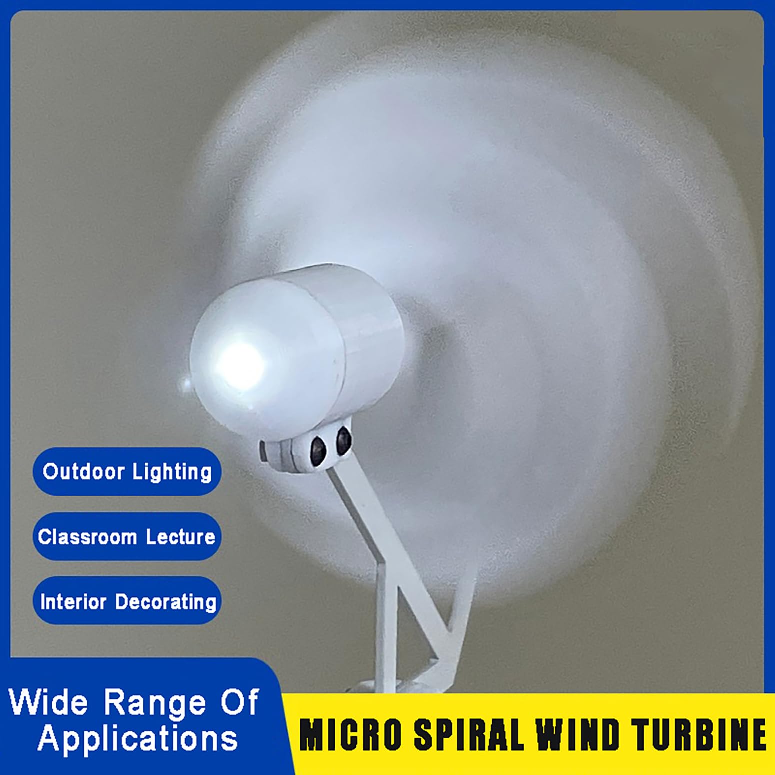 Aerogenerador 10W Microturbina Eólica En Espiral 12V Modelo De Aerogenerador DIY con Luz LED, Generadores De CC De Imanes Permanentes Pequeñas Turbinas Eólicas para Educación,Verde