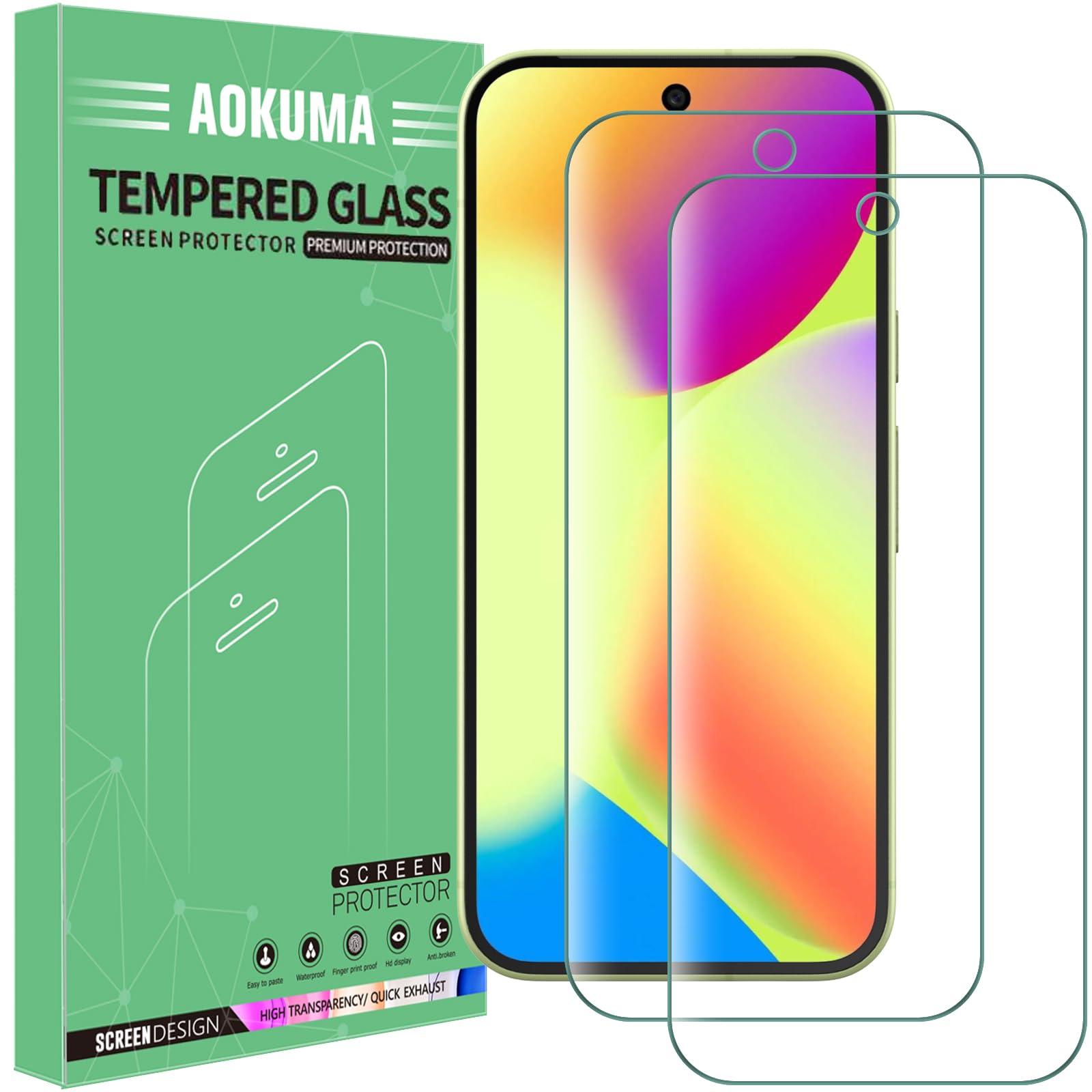 AOKUMA Panzerglas Für Google Pixel 9/10 – 2 Stück, 9H Härte, Kratzfest & Splitterfrei, Einfach Anzubringen