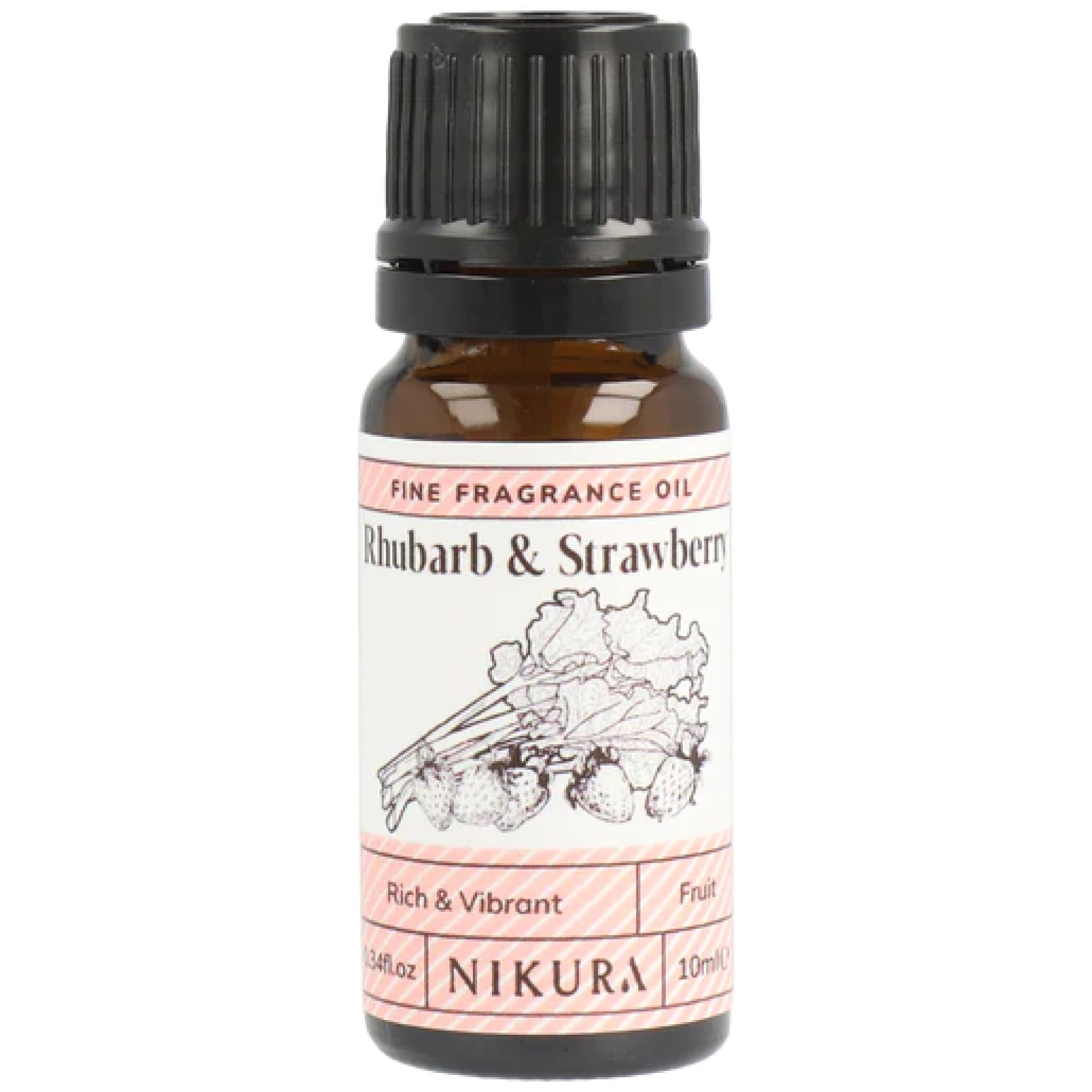 Nikura Rhubarb & Strawberry Fine Fragrance Oil - 10ml | Perfect for Soap Making, Candle Making, Wax Melts, Diffuser, Burner | Great for use in Bath Bombs, Perfume Oil, Perfume Scents | Vegan & UK Made