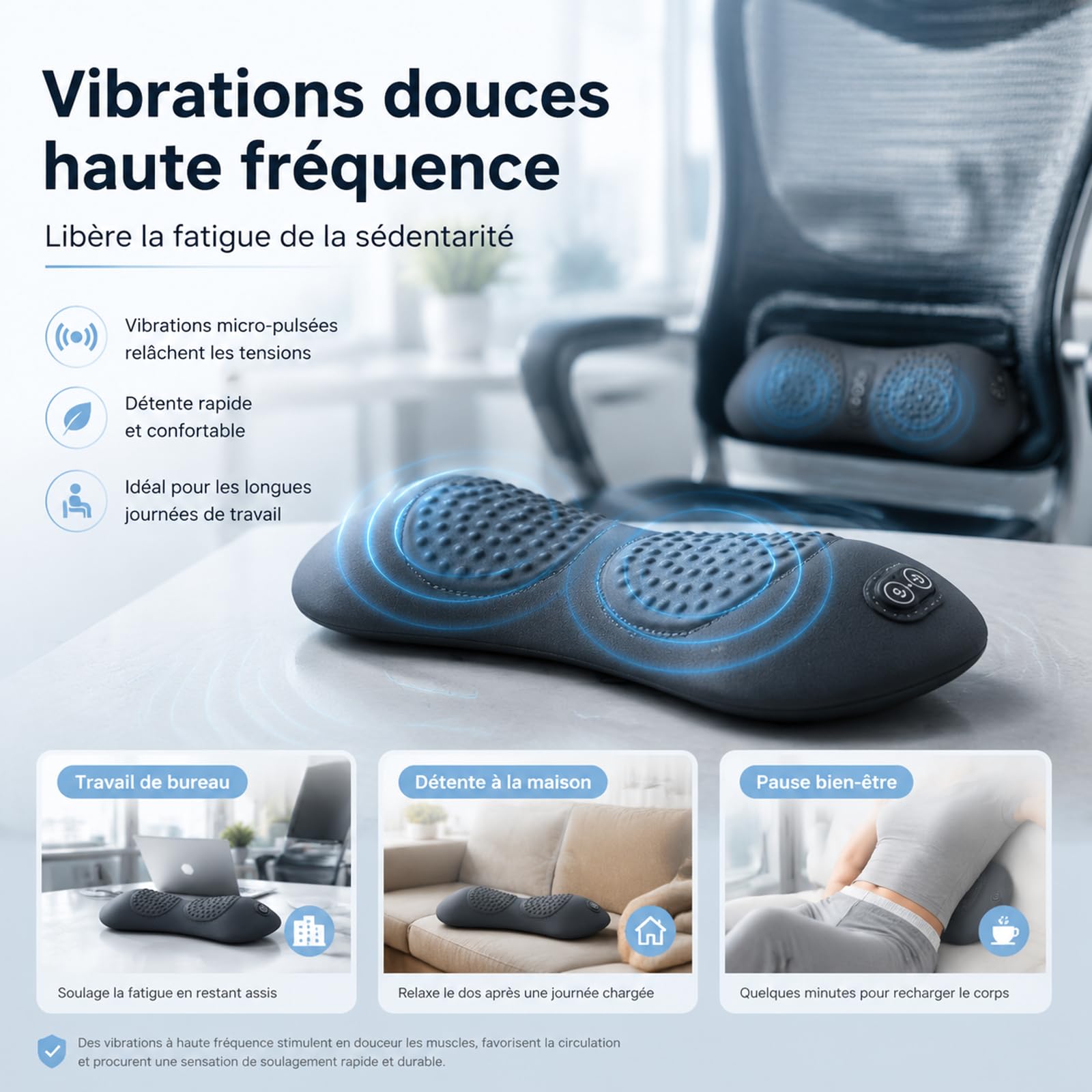 LombaTech 3 en 1 Décompression Vertébrale à Domicile, Masajeador de Espalda con Calor Ajustable y Vibración, Soporte Lumbar Ergonómico, Dispositivo de Relajación Muscular para Hogar y Oficina