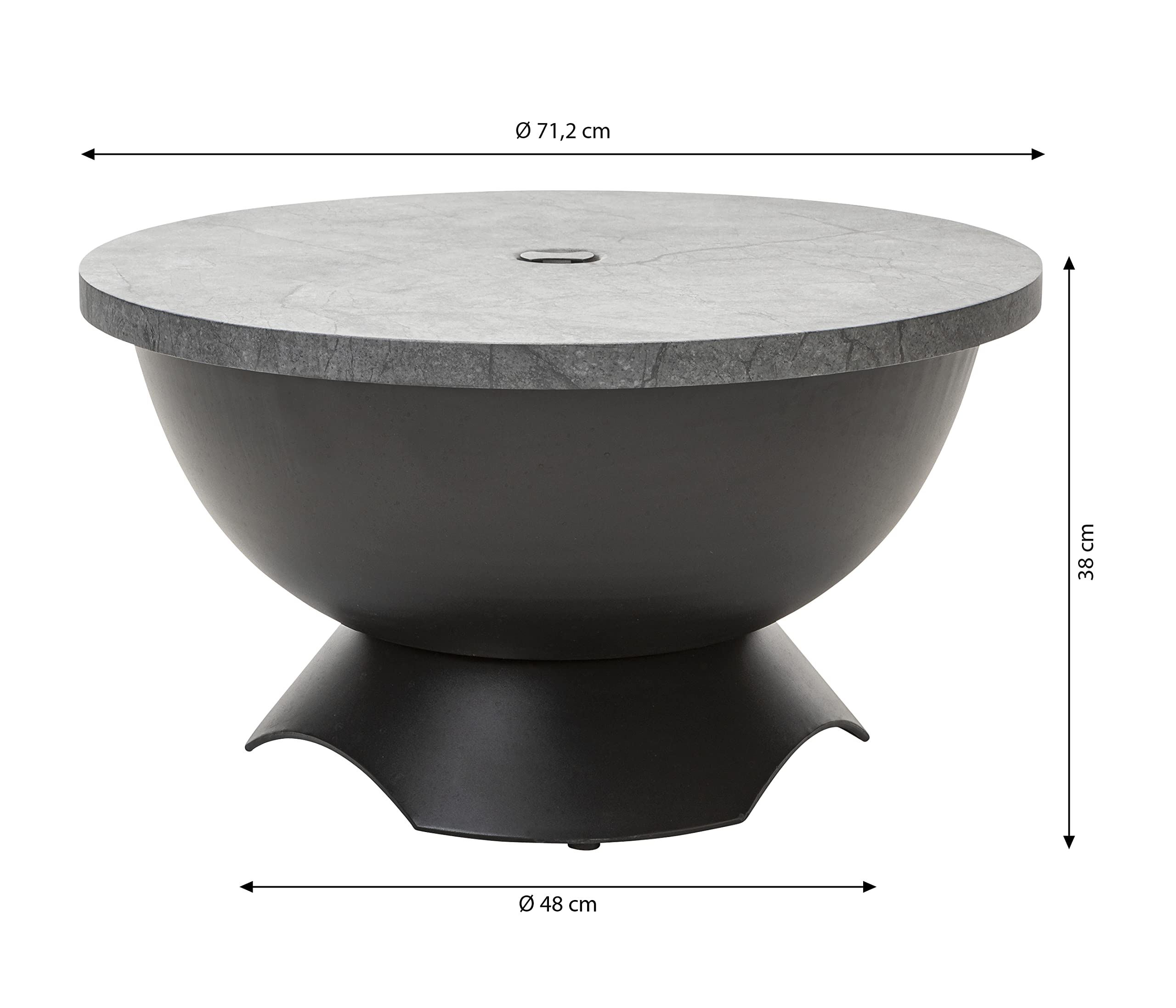 Dehner Palenisko Saragossa, około 71,2 cm, wysokość ok. 38 cm, stalowe/żeliwne/porcelanowe, antracytowe