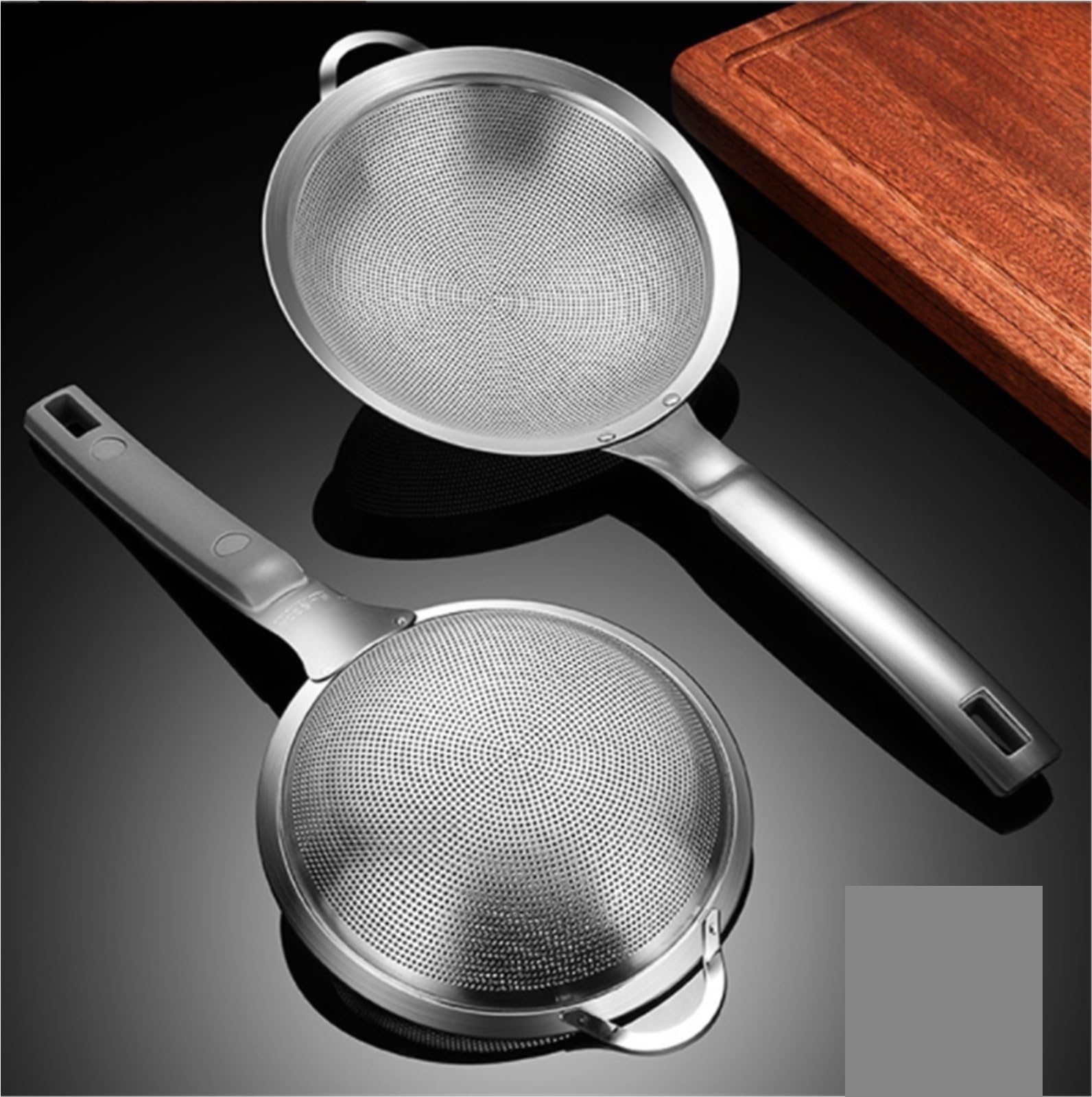 Espumadera, Tamiz De Acero Inoxidable De Malla Fina con Filtro De Alimentos De Cocina Portátil con Agujeros Cuchara Coladora(31cm)