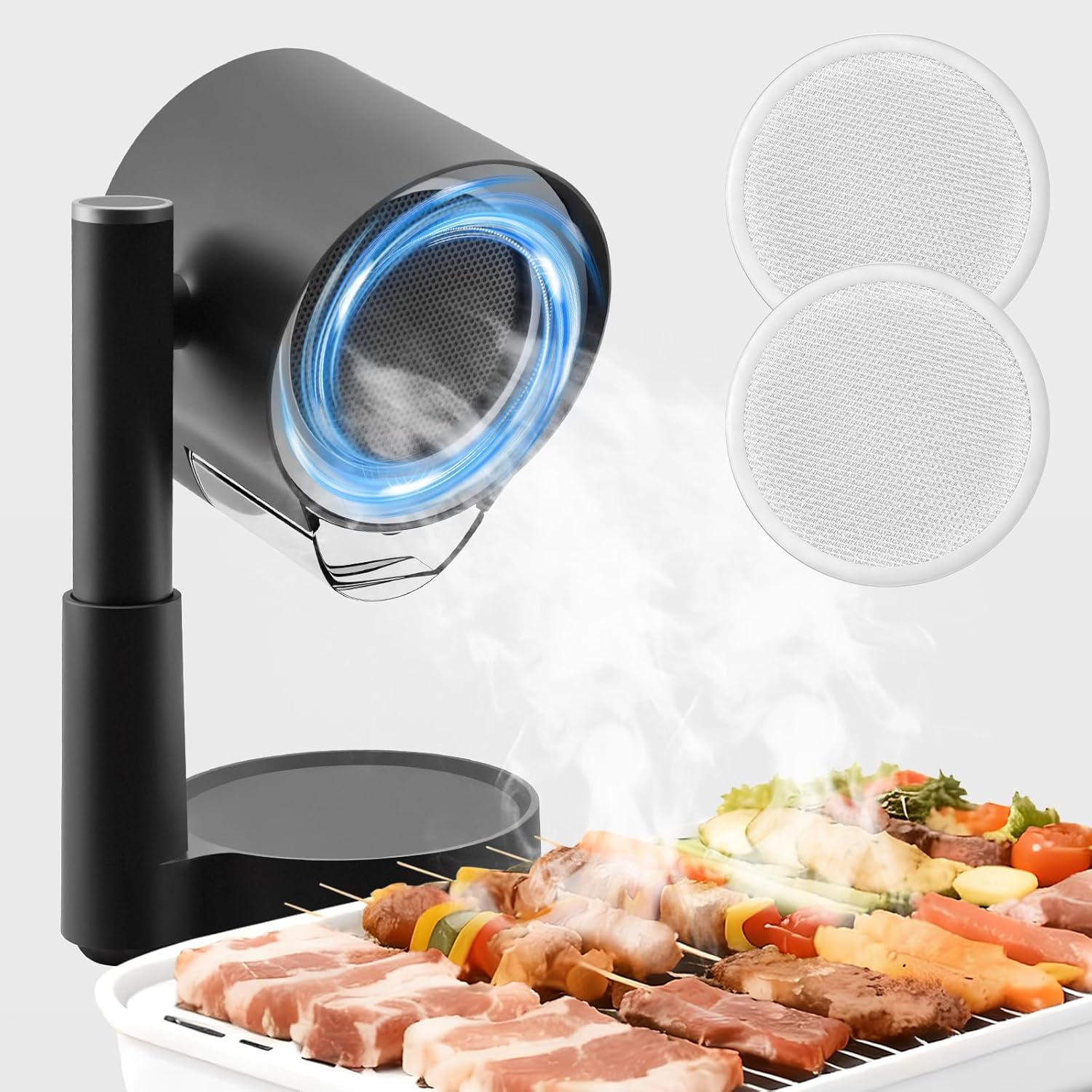 Portable Range Hood, 3-Speed Kitchen Exhaust Fan with 4" Height & 30°-120° Tilt, Detachable Oil Cup & Dual Filters(2), for RV, Apartment Cooking, Indoor BBQ,Hot Pot