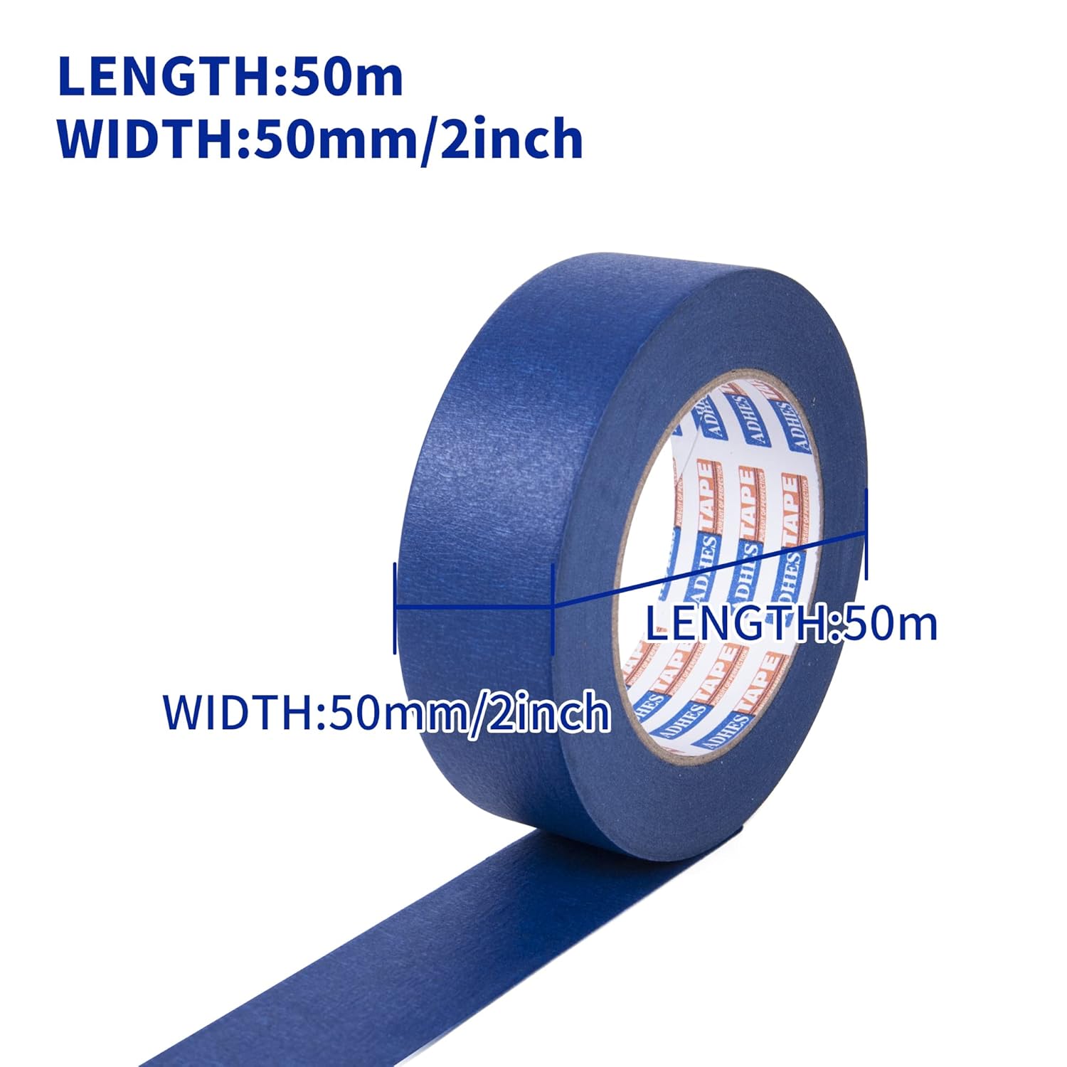 ADHES Blue Painters Tape 2 inches Wide + Orange Washi Masking Tape, 2in x 60yds x 6rolls