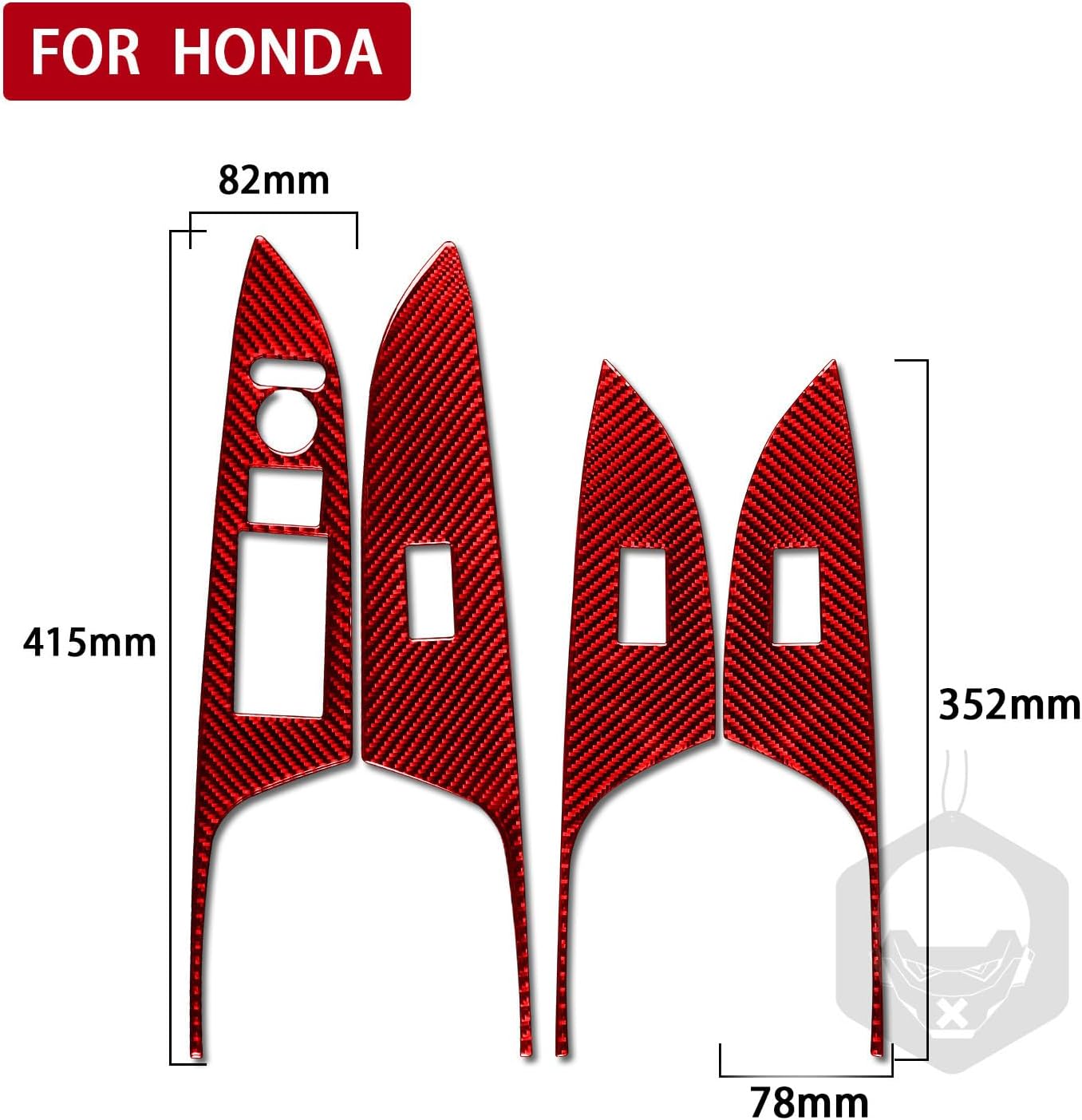 Genuine Premium Red Carbon Fiber Car Interior Stickers Car Glass Lift Switch Sticker 4pcs for Honda Accord 14-17 Carbon Fiber Interior Accessories