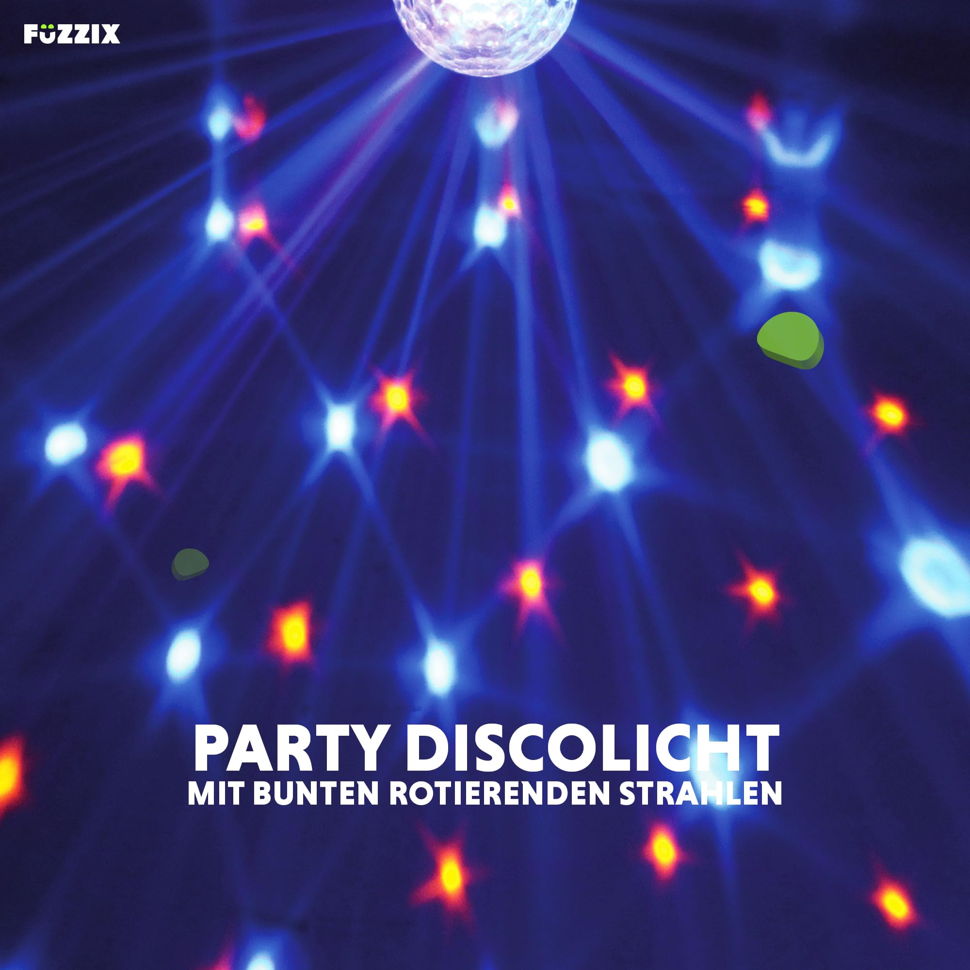 Fuzzix Tornado LED Discokugel 4er Set Partylicht 360 Grad rotierende RGB Lampe, Fernbedienung, Decken- und Saugnapfhalterung, LED Kugel, Discolicht Partylicht Musikgesteuert, Disco Licht