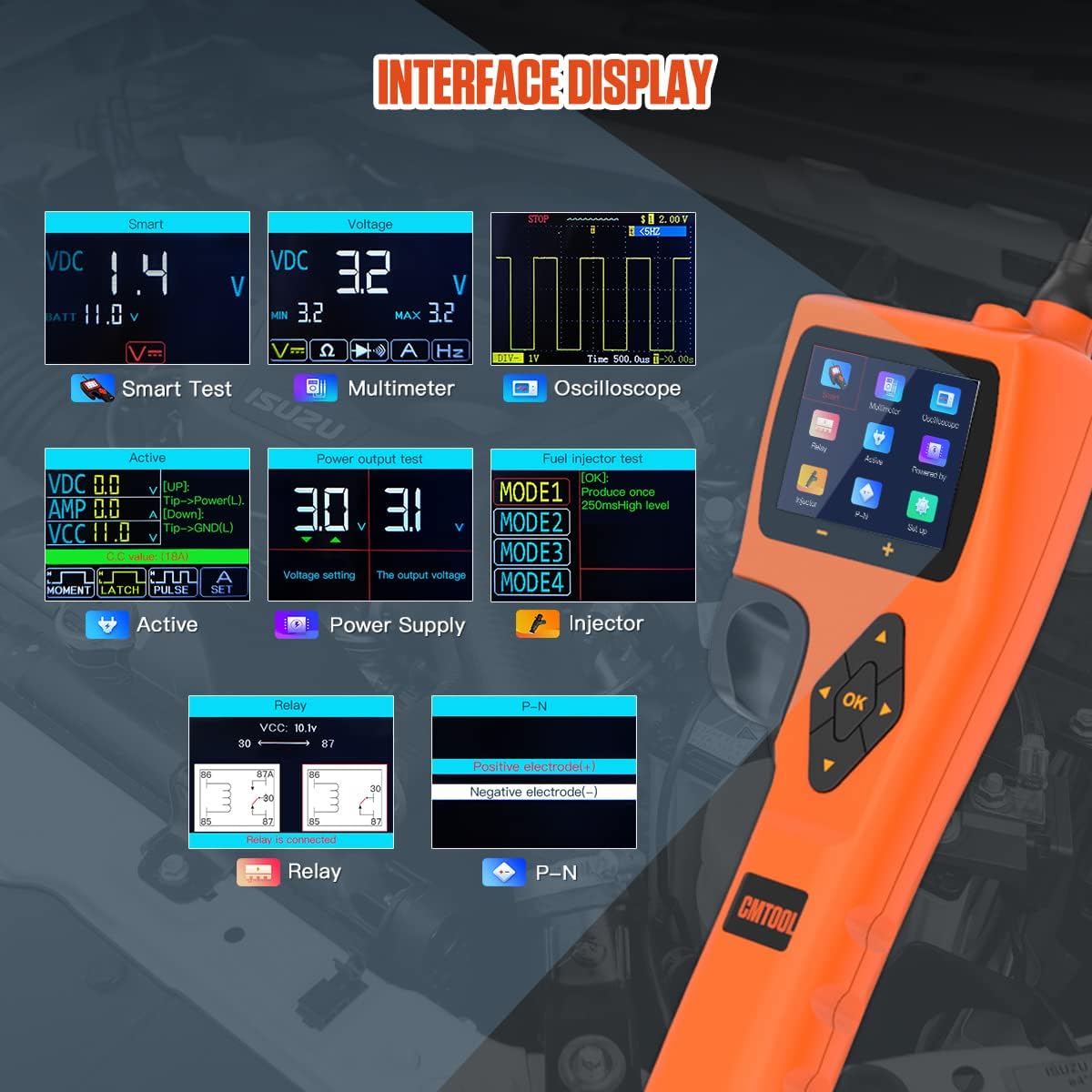 CMTOOL Power Circuit Probe Tester Kit, Car Circuit Tester 9-30V AC DC Voltage Meter, Fuse Tester Automotive Kit, with 14 Languages, 20ft Extension Test Line