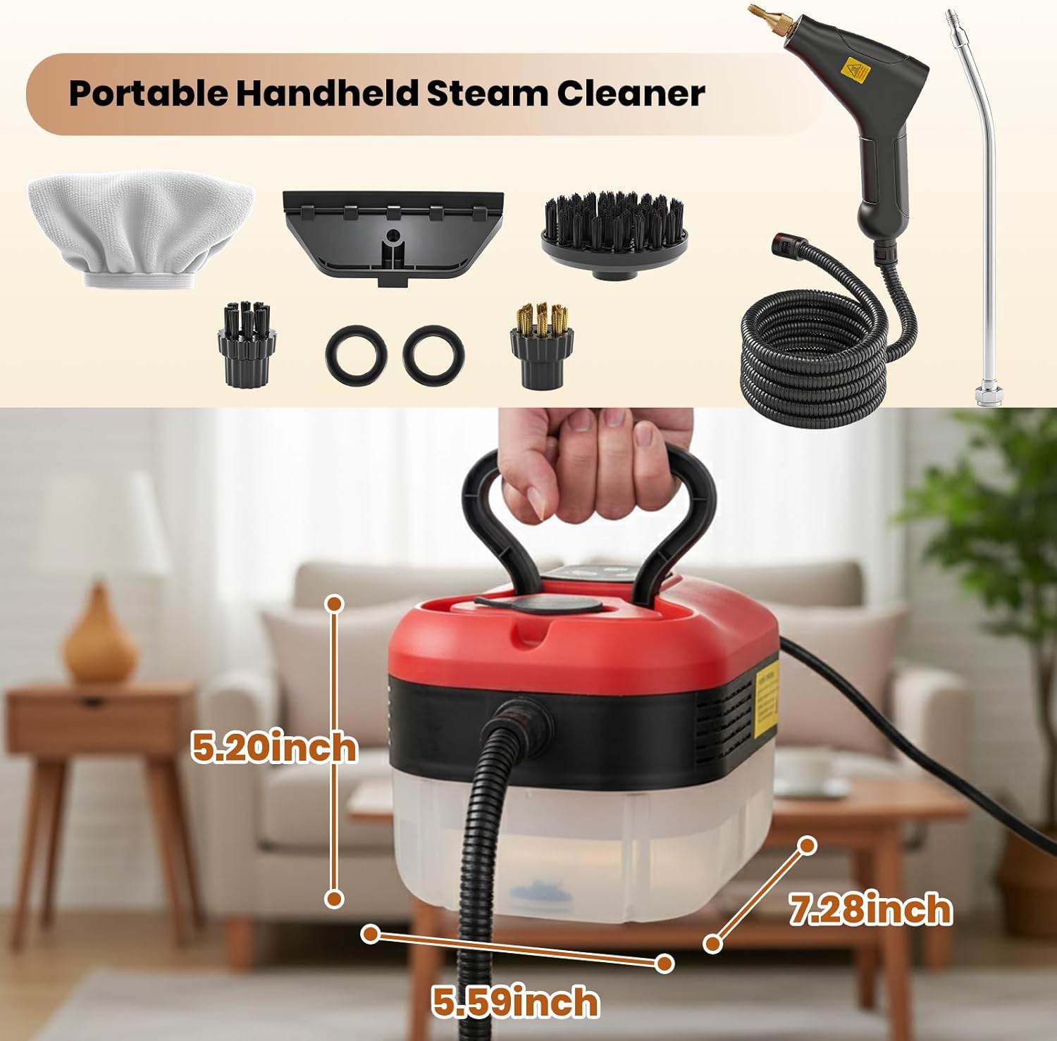 Saker Handheld Steam Cleaner for Home,6-Level Adjustable Steamer for Cleaning,Portable Handheld Steam Cleaner,Suitable Steamer for Kitchen,Bathroom and Living Room Cleaning(Upgraded Touch Control) - Image 8