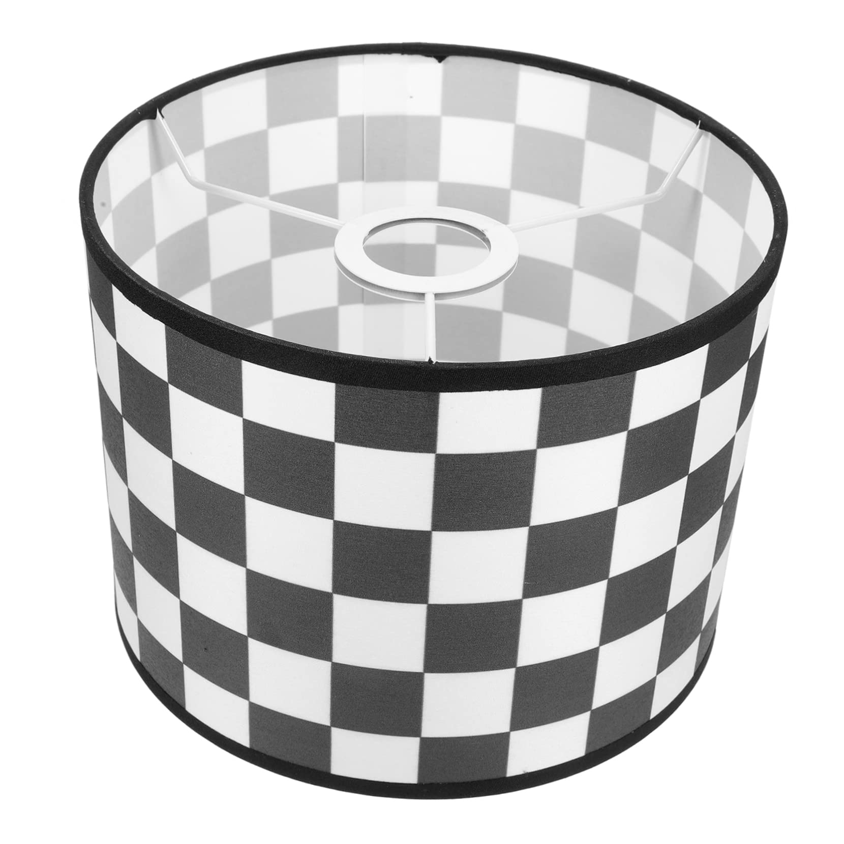 KONTONTY Black Fabric Lampshade with Plaid Pattern and Smooth Touching Feeling, Easy to Install Lampshade for Floor Lamps with E27 Socket, for Bedroom and Study Use