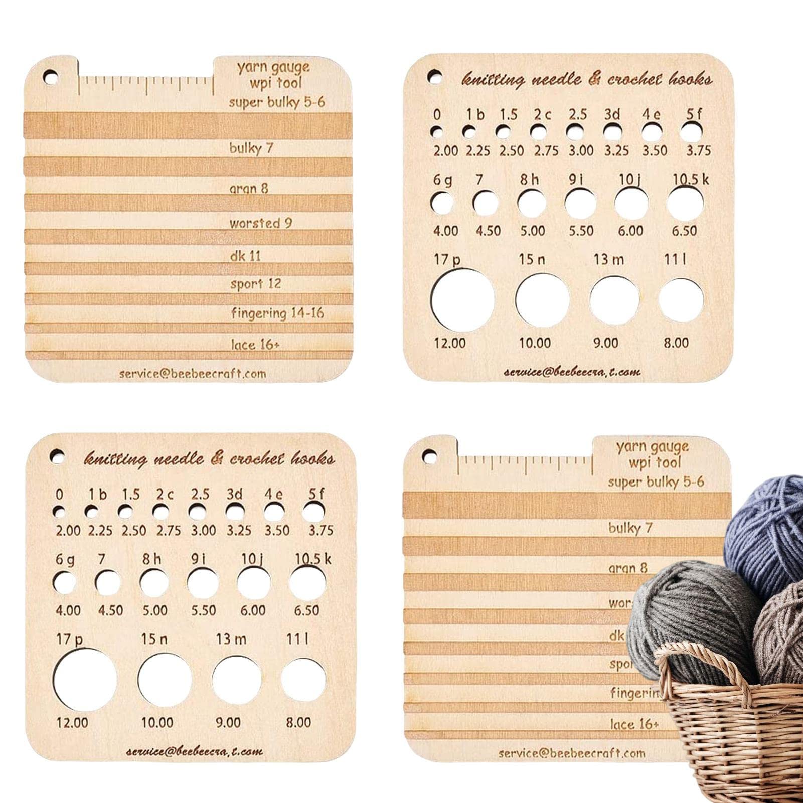 Yarn Gauge Tool | Counter in US Wood Knitting Needle Gauge and Ruler | Square Wood Control Knitting Tool for Spinners, Regular Ruler, Sweater Knitting Pewell