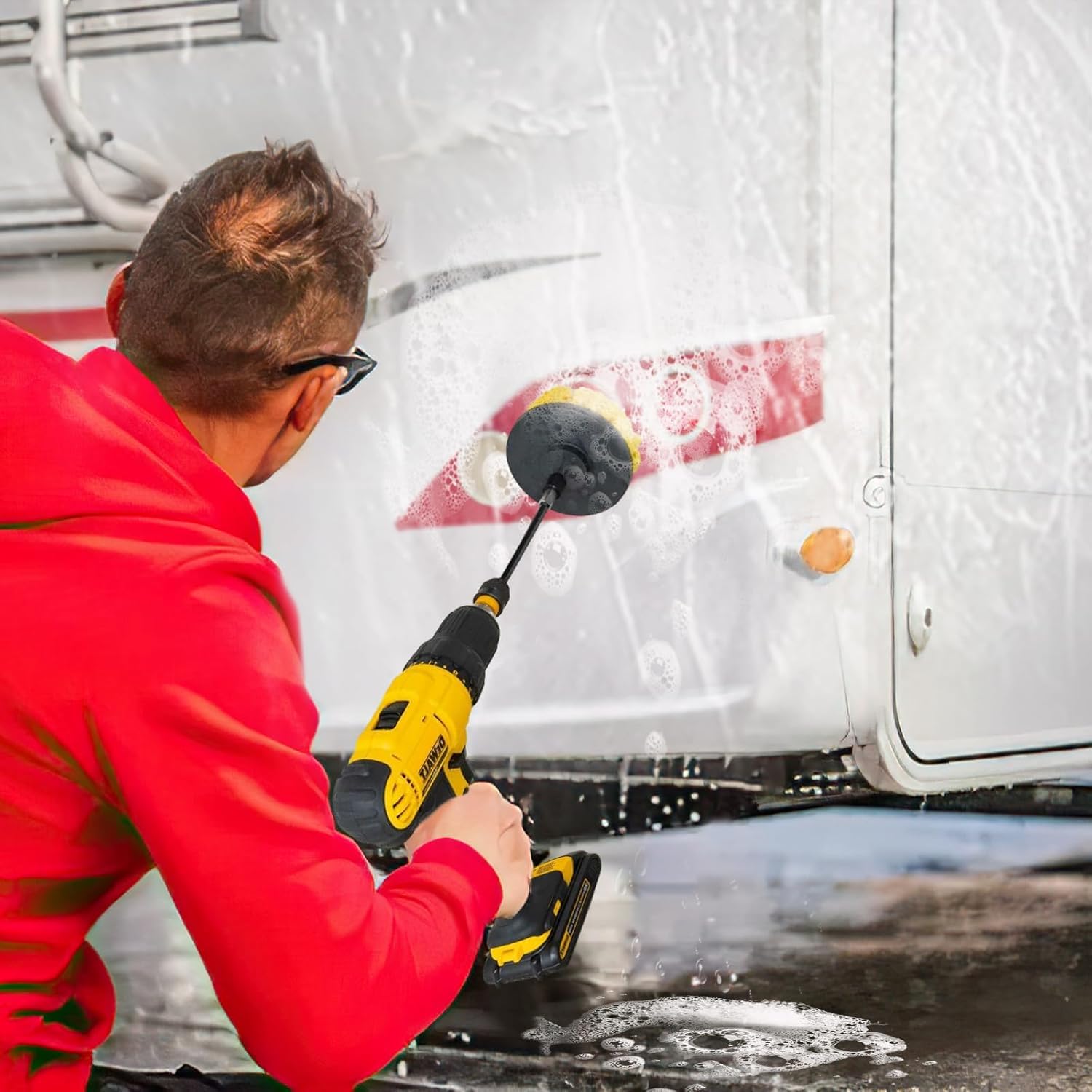 10 Pezzi Spazzola Elettrica Rotante, Spazzole per Trapano Elettrico, Spazzole per Trapano per Pulire Drill, per Auto, Pneumatici, Piastrelle, Pavimenti, Cucine, Vasche da Bagno (Giallo)