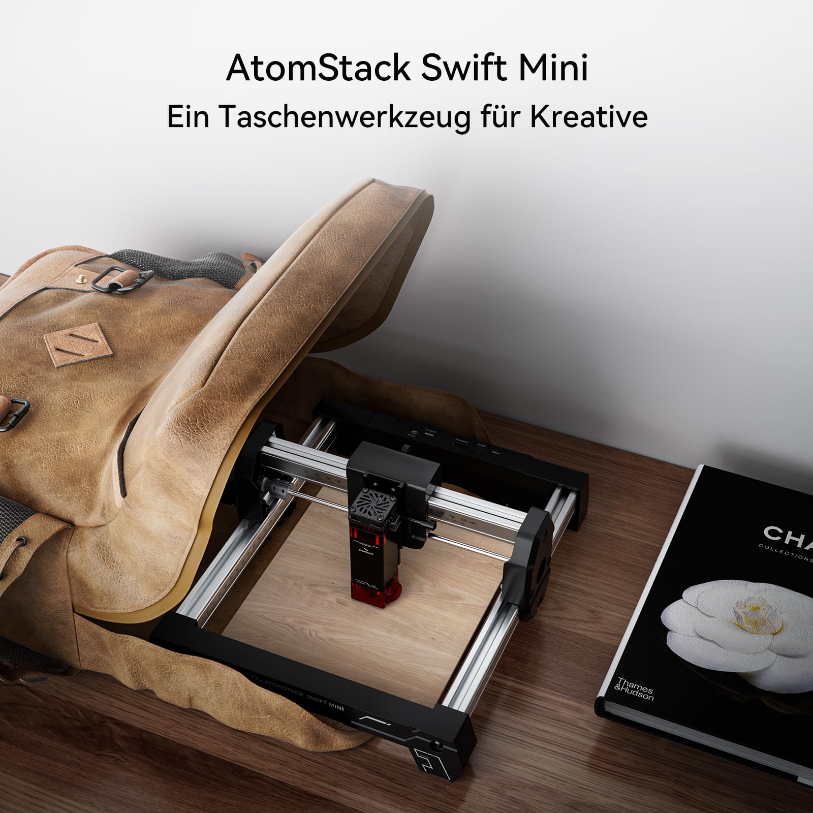 ATOMSTACK Swift Mini 3W Graviermaschine, 100% Vormontiertes Einsteigergerät, 135 × 145 mm Arbeitsbereich, WLAN/Hotspot/USB, Lasergravierer Für Holz, Leder, DIY-Geschenke,Artesanía 3000 mW