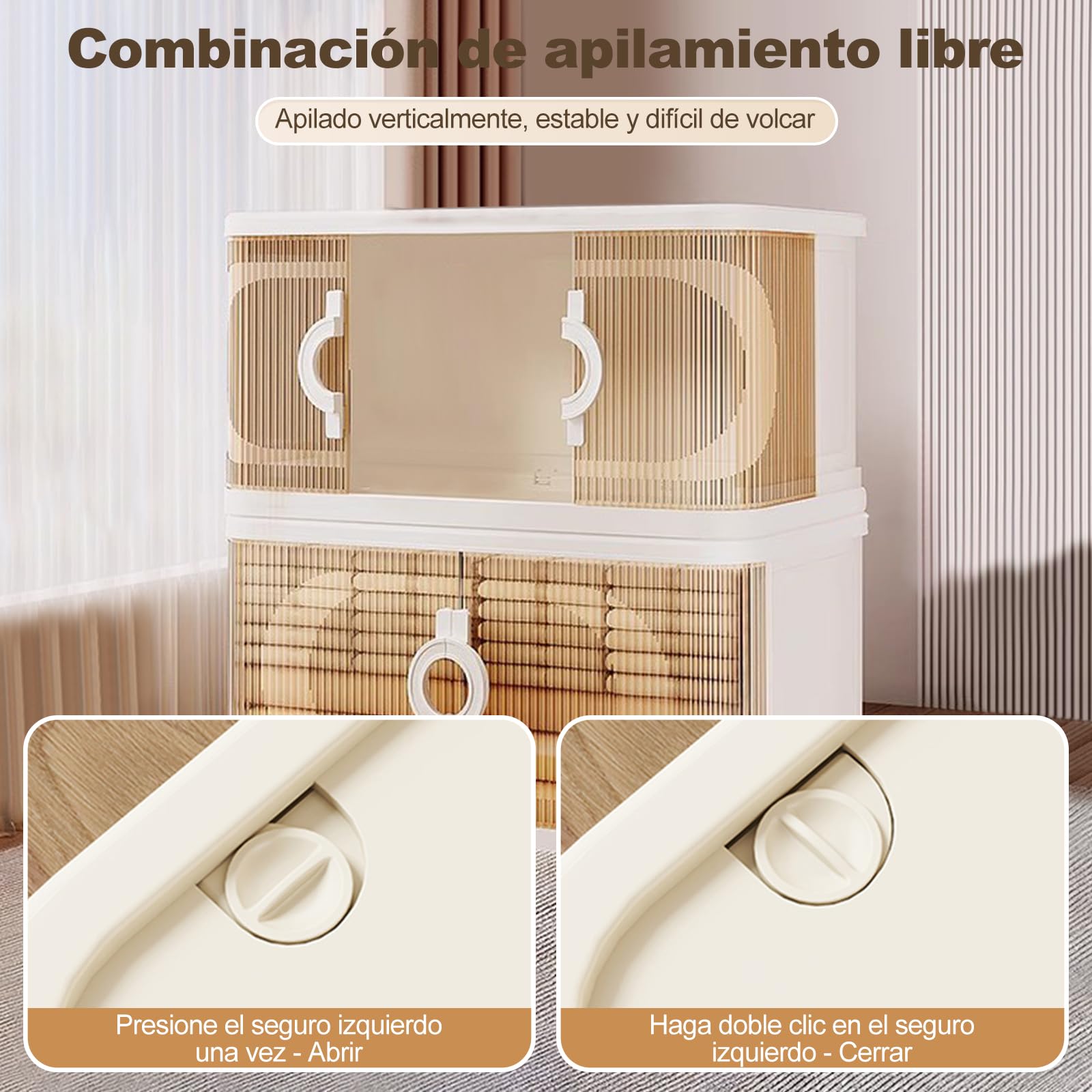 Ergocar Caja De Almacenamiento Plegable Armario Almacenamiento Apilable Gran Capacidad Almacenamiento Puertas Dobles con Ruedas para Adecuado para Baños, Dormitorios Armarios