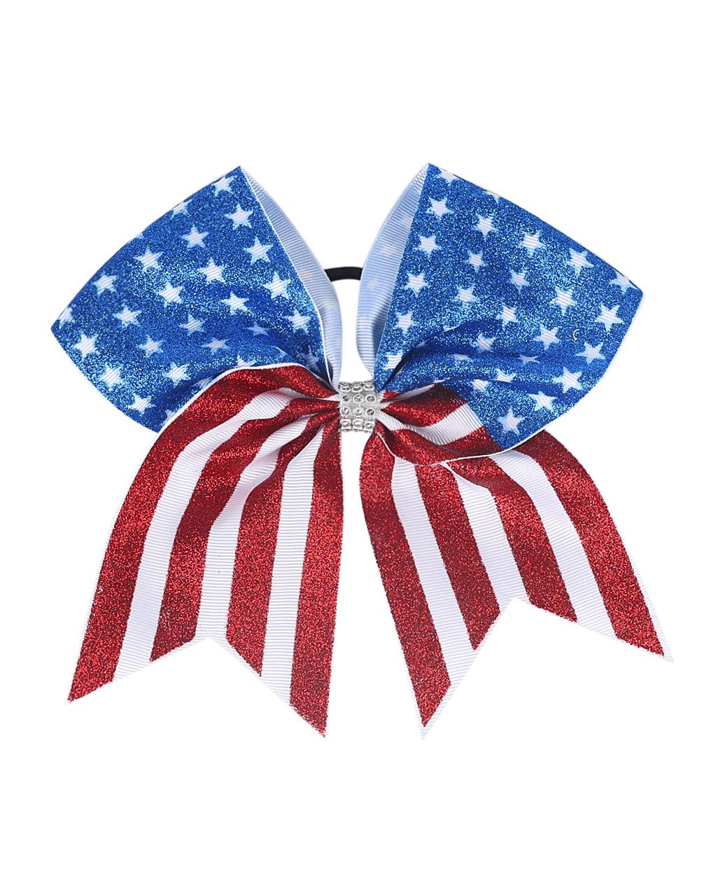 Independence Day Cheer Bow Patriotic Cheerleader Hair Bows America Flag Bows JHH36 (Glitter Bow-A)