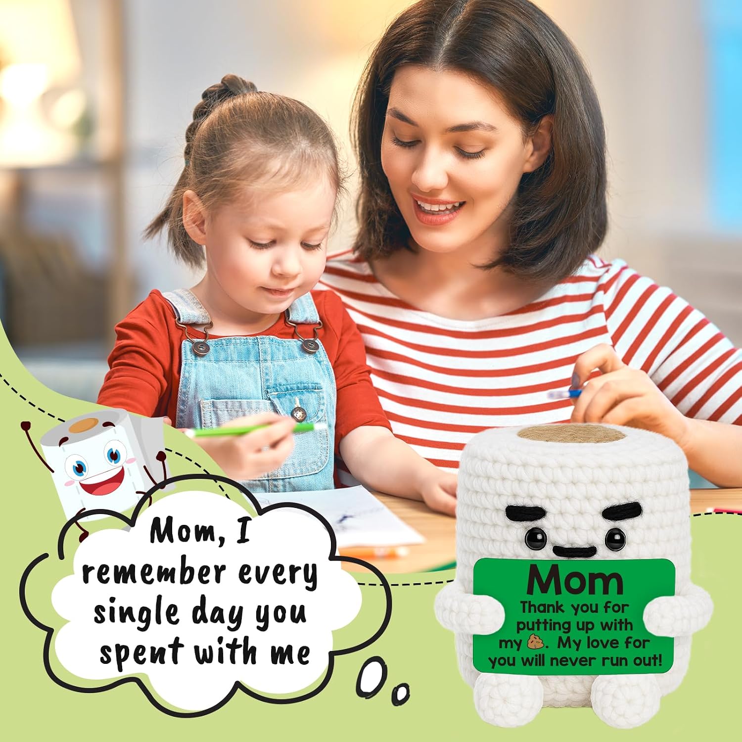 TuSuQing Gifts for Mom Mothers Day Funny Birthday Gift for Best Mom | from Daughter Son Mothers Day Gag Gifts Handmade Crochet for New Single Bonus Mom Christmas Stocking Stuffers Xmas Present