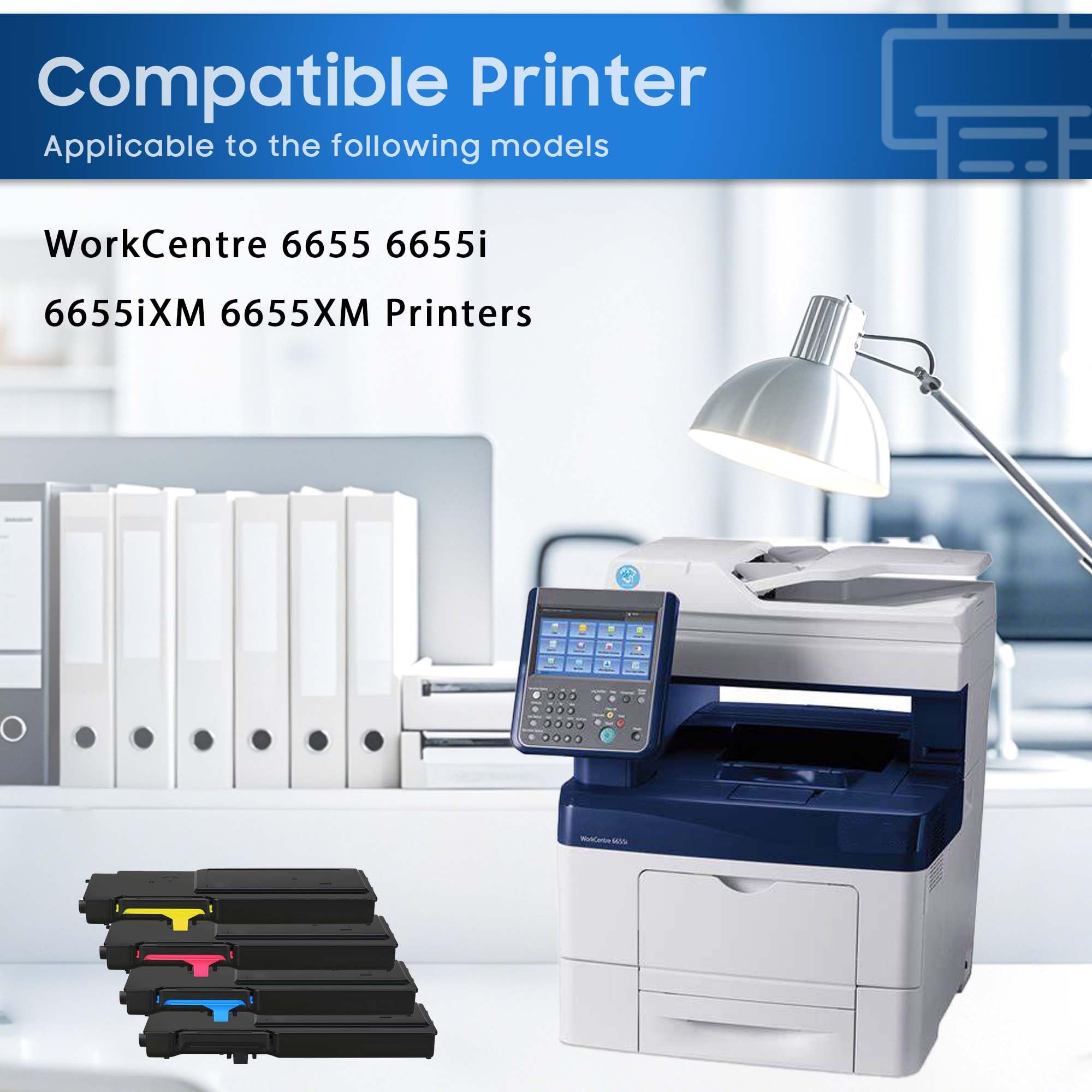 6655 Toner Cartridge 4-Pack 106R02745 106R02746 106R02747 106R02744 Toner Replacement for Xerox 6655 Toner for WorkCentre 6655 6655i Printer (Black Cyan Magenta Yellow)