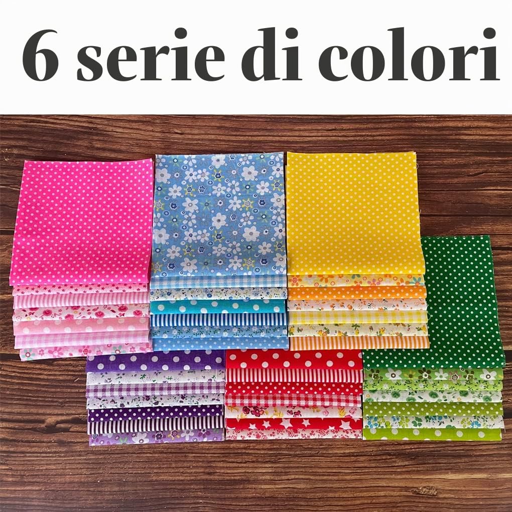 42 Pezzi Tessuto di Cotone Stoffa Patchwork Quadrati Tessuti Motivi Stampati Stoffe per Cucito Creativo, Artigianali, Cucire, Decorazioni Fai da Te, Lavoro Manuale (25 x 25 cm - 42PCS)