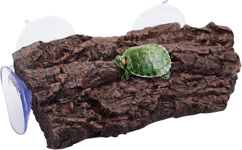 Plataforma de Basking para Tartarugas com Textura de Rocha e 3 Ventosas Abustle pig – Marrom