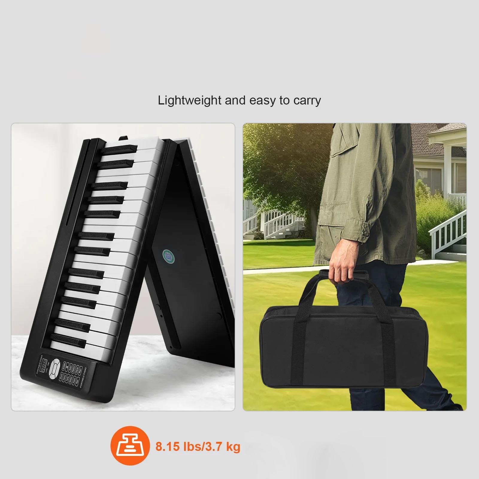 Pianino Elektroniczne Profesjonalne Elektroniczne Cyfrowe Pianino Składane 61 Lub 88 Klawiszy Ładowalne Dla Początkujących Dorosłych(88 Keys White)
