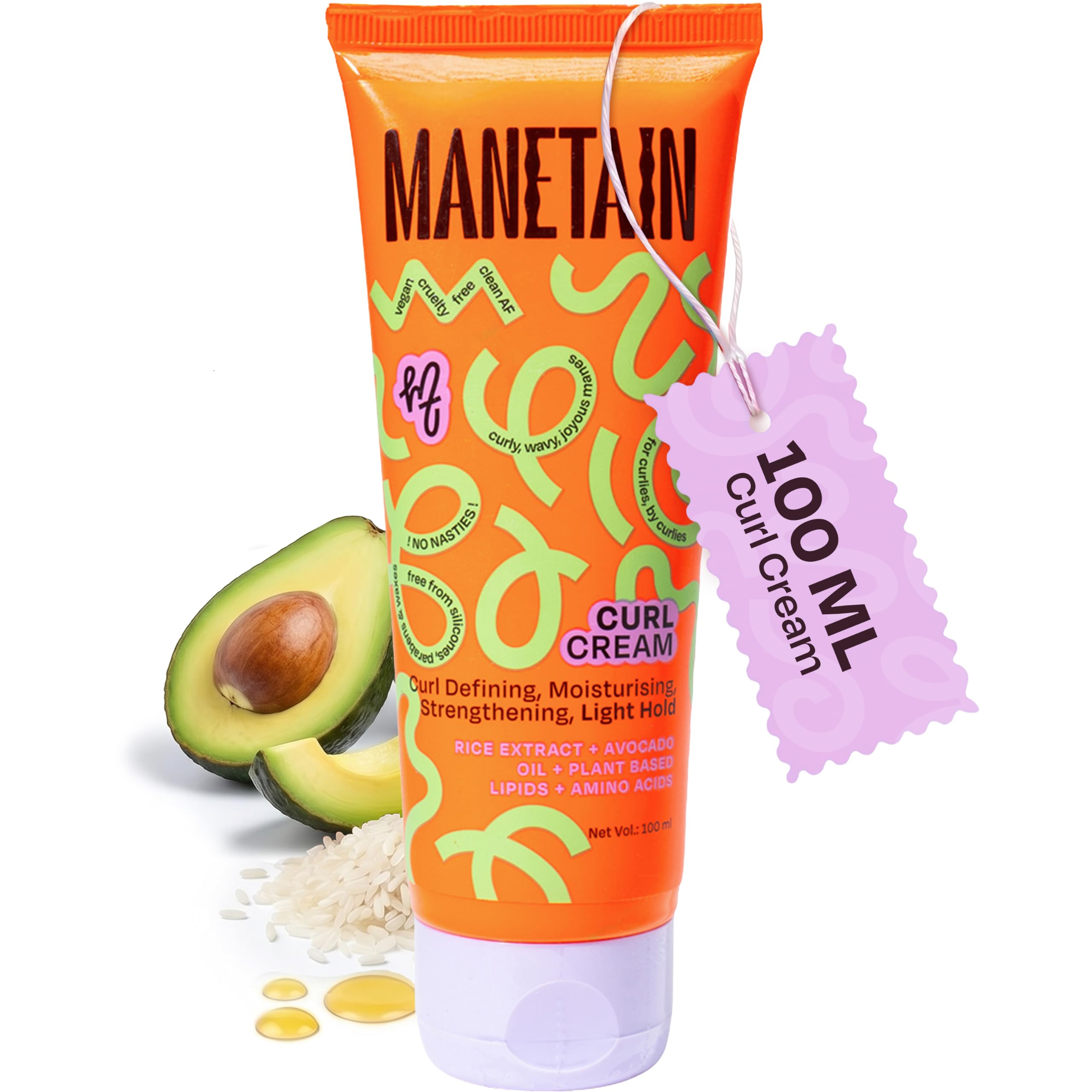 Curl Cream 100ml for Curly & Wavy Hair | Hydrating, Frizz Control, Curl Definition & Soft Hold | Sulfate-Free, Paraben-Free, Vegan Hair Cream-image-41