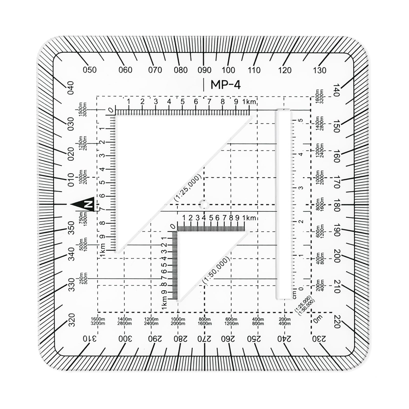 Hsioluted Light 10X10cm Protractor Ruler Measuring Tool Gridded Coordinate Scale For Engineers Architects Outdoor Surveying Geographic S Protractor