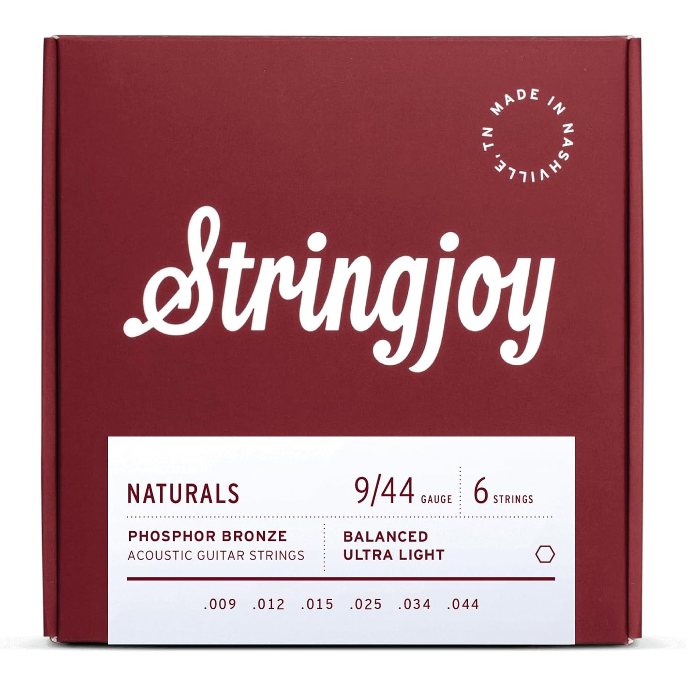 Stringjoy 9-44 Balanced Ultra Light Naturals Acoustic Guitar Strings