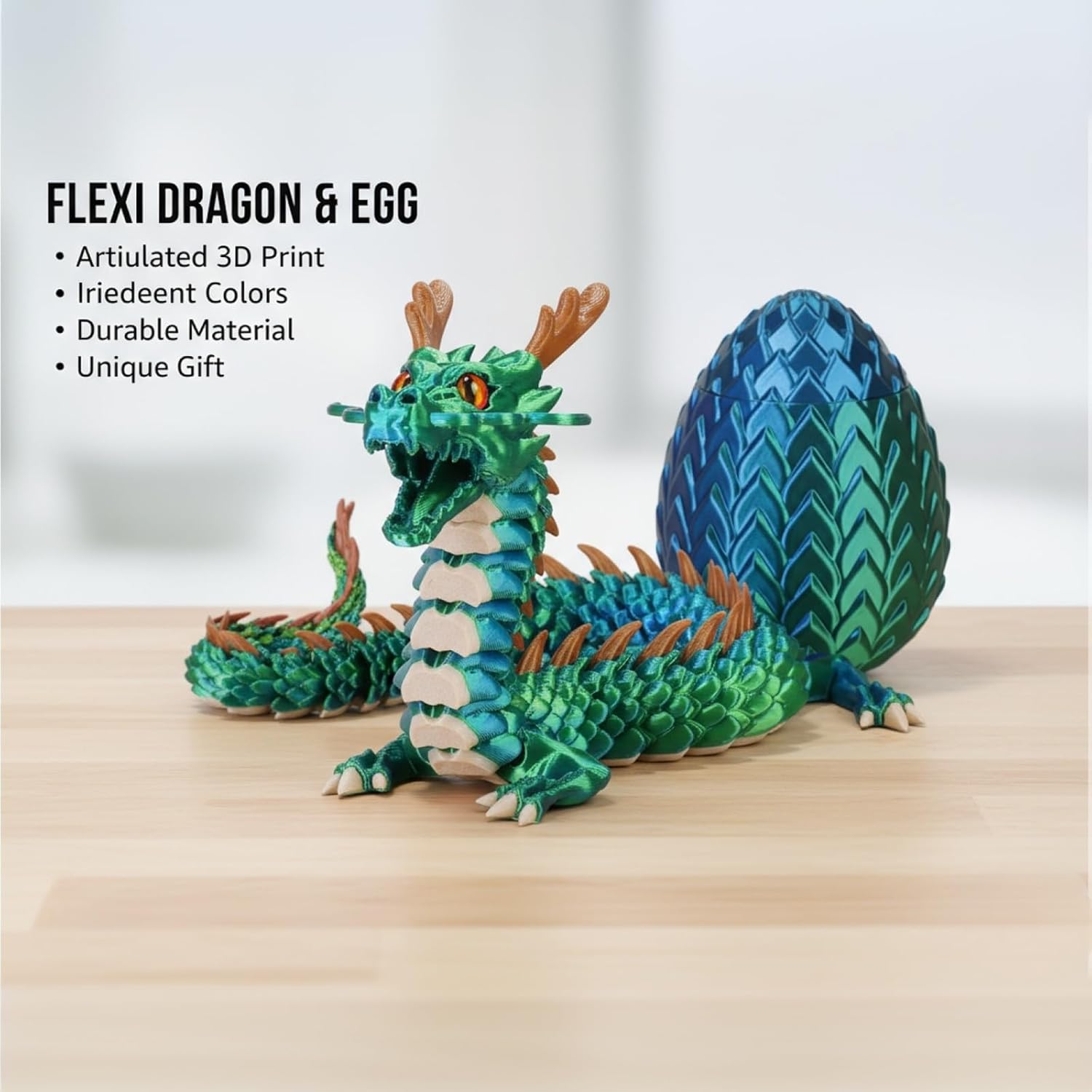 17.8-inch 3D Printed Dragon Eggs, Fidget Toys for Kids & Adults, for Home Office Desk Decor(Dragon God)