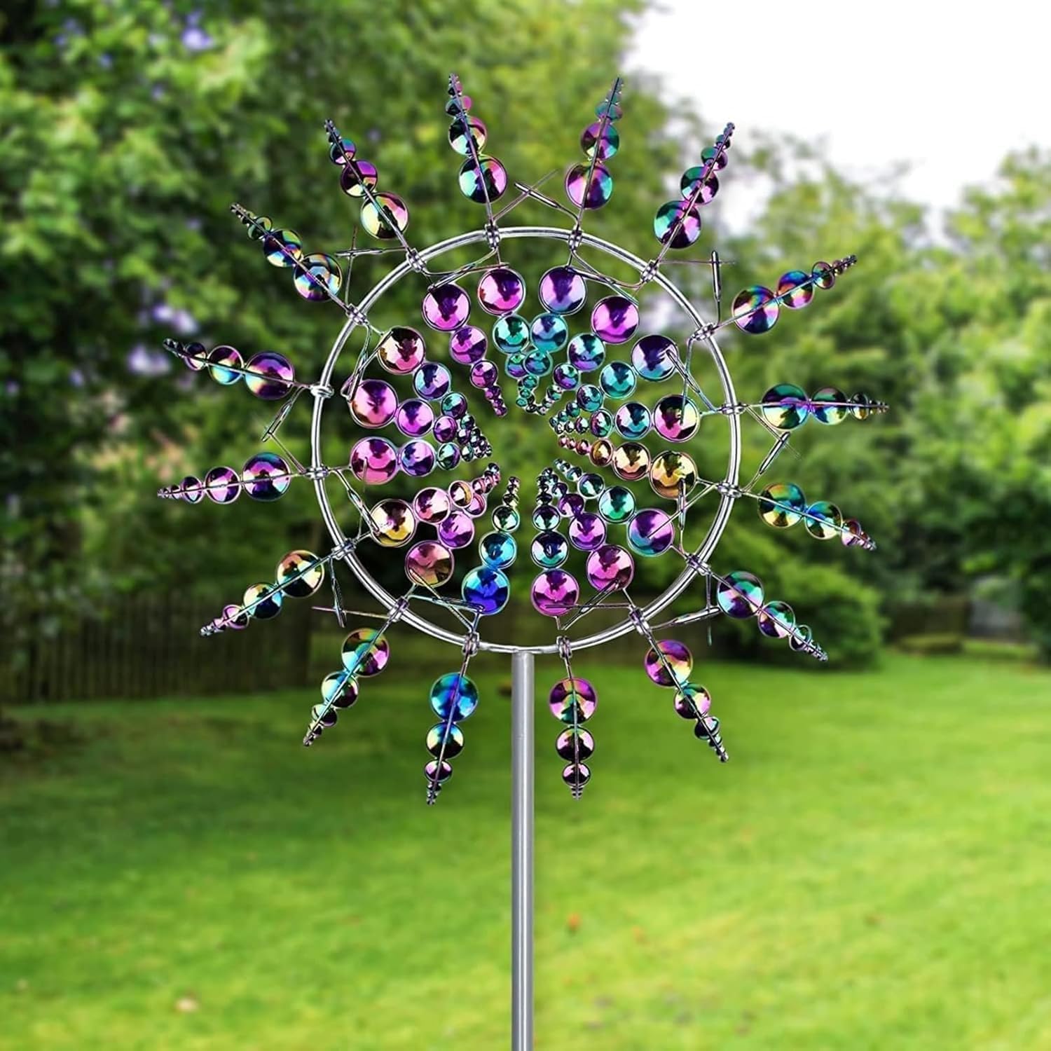 Garden magic kinetic windmill, Garden windmill spinners, Magic Metalmagic kinetic windmill, For decorating gardens, patios, lawns and terraces， (multicoloured)