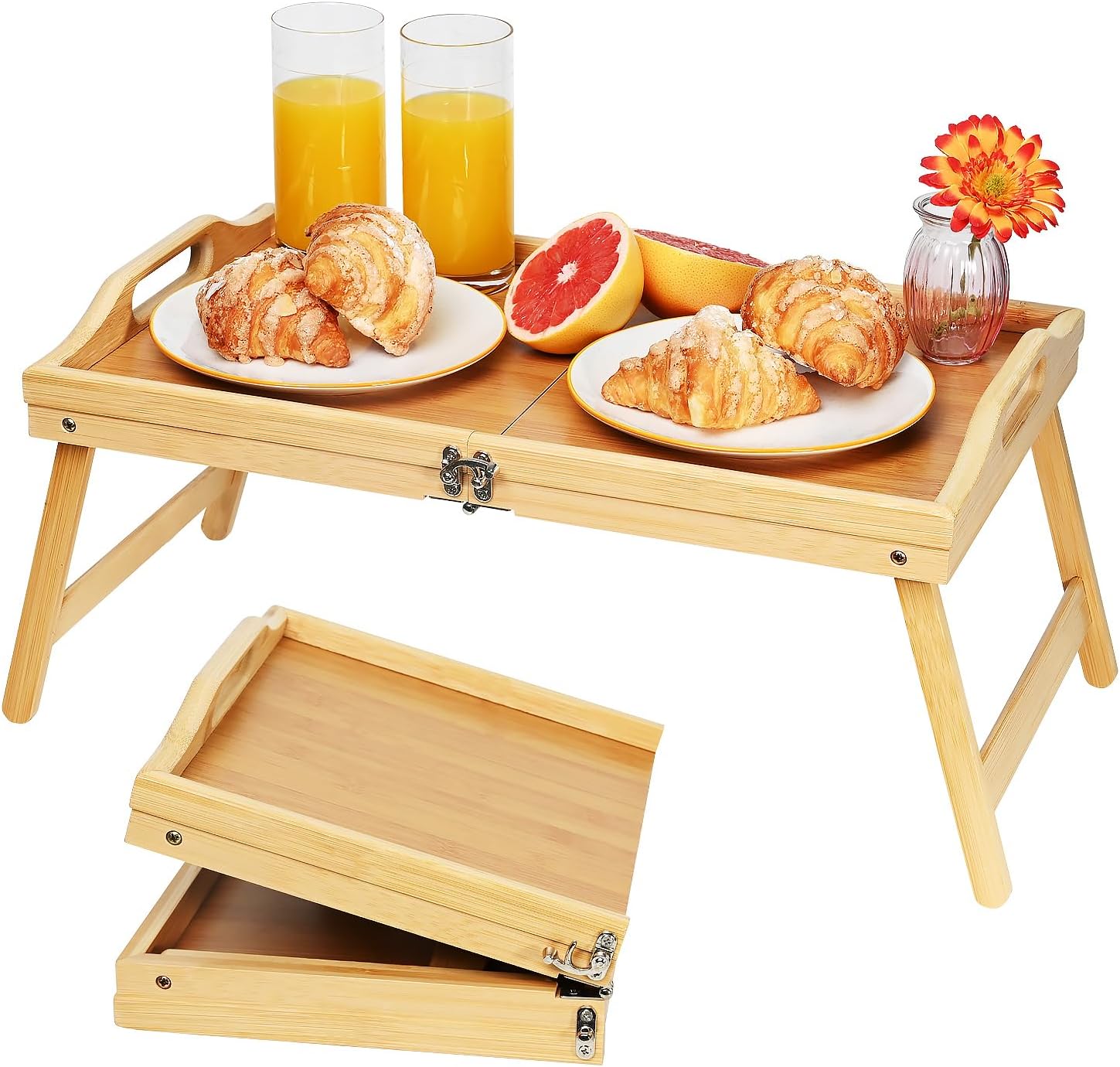 ZCGYYDS Bed Table Tray with Folding Legs Breakfast Tray
