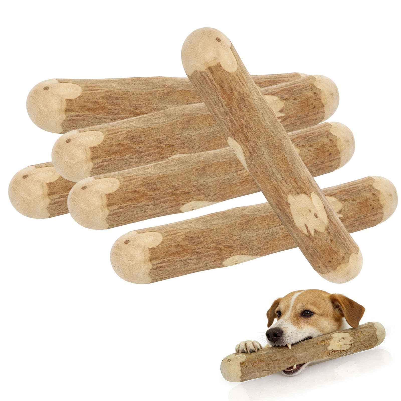 DNTHYRIN 6 Pcs Coffee Wood Dog Chew, Olive Wood Dog Chews, Dogs Chew Sticks 6-Pack Dental Care Suitable for Most Dogs
