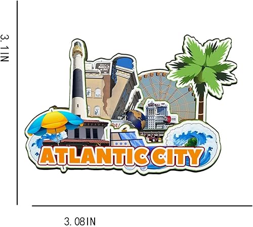 Miniatura 3 de Atlantic City New Jersey USA - Imán para nevera de madera 3D, monumentos de viaje, coleccionables, recuerdos, decoración hecha a mano, 2900