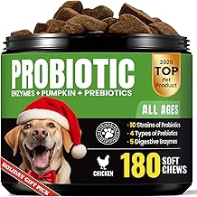 Probiotics for Dogs - Dog Probiotics with 5 Enzymes &amp; 4 Prebiotics for Itchy Skin, Pet Probiotics lab for Digestion &amp; Gut Support, Helps Diarrhea, Yeast Infection, Allergies &amp; Immune System -180 Chews