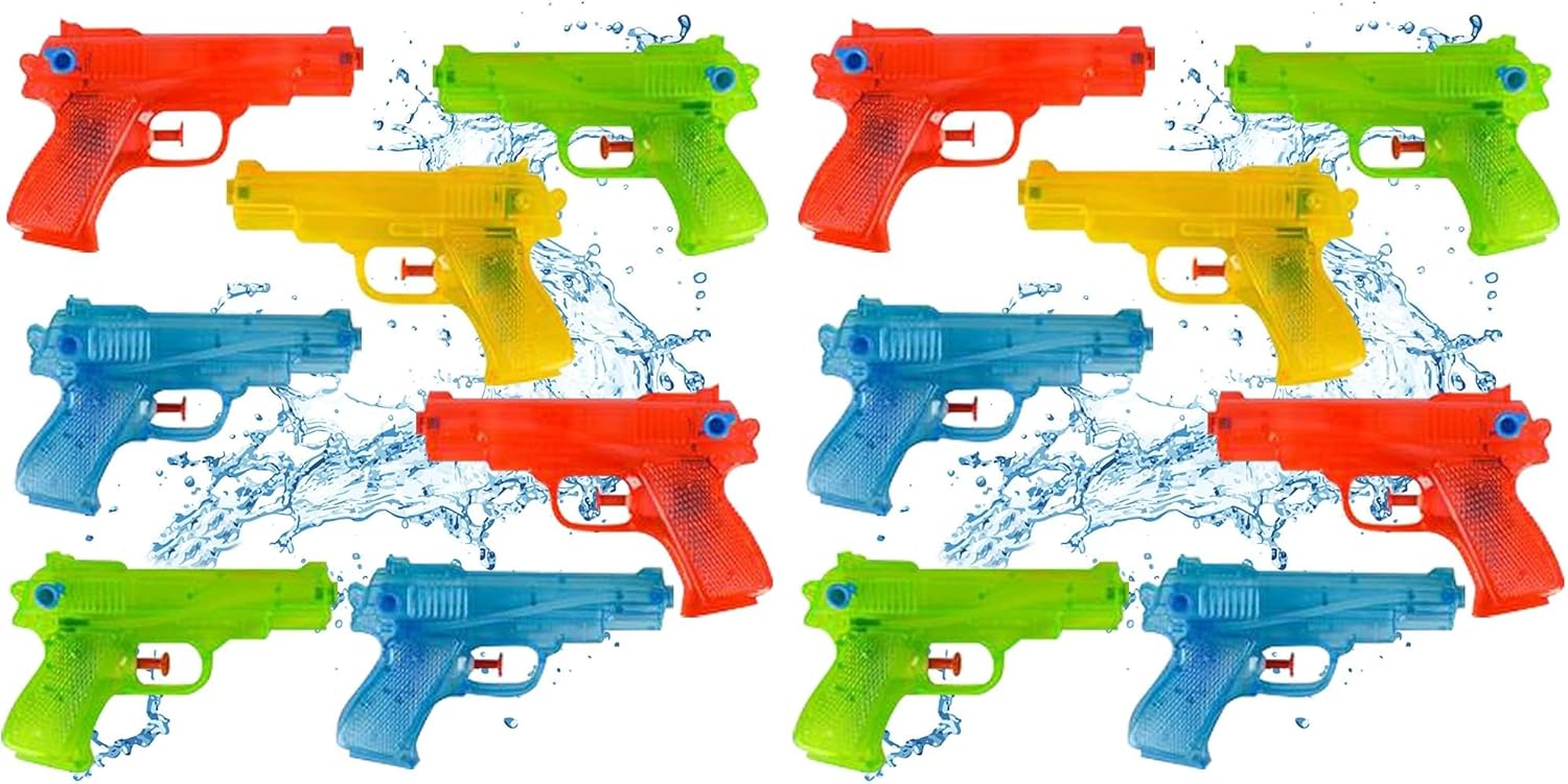 ArtCreativity Water Squirters Guns for Kids (Set of 12) 5.5 Inch Water Toys for Swimming Pool, Beach, and Outdoor Summer Fun, Cool Birthday Water Gun Party Favors for Boys and Girls (Pack of 2)