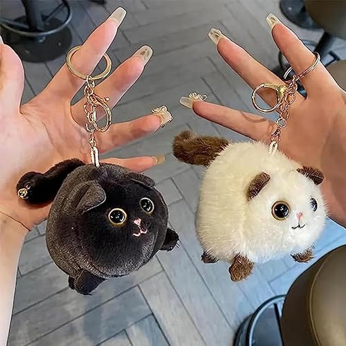 Miniatura 2 de Chirsfairy Wagging Tail Kitty Plush Doll KeychainPlush Drawstring Toys, Cartoon Kawaii Animal Plush Keychain, Wagging Tail Rotating Toy Pendant