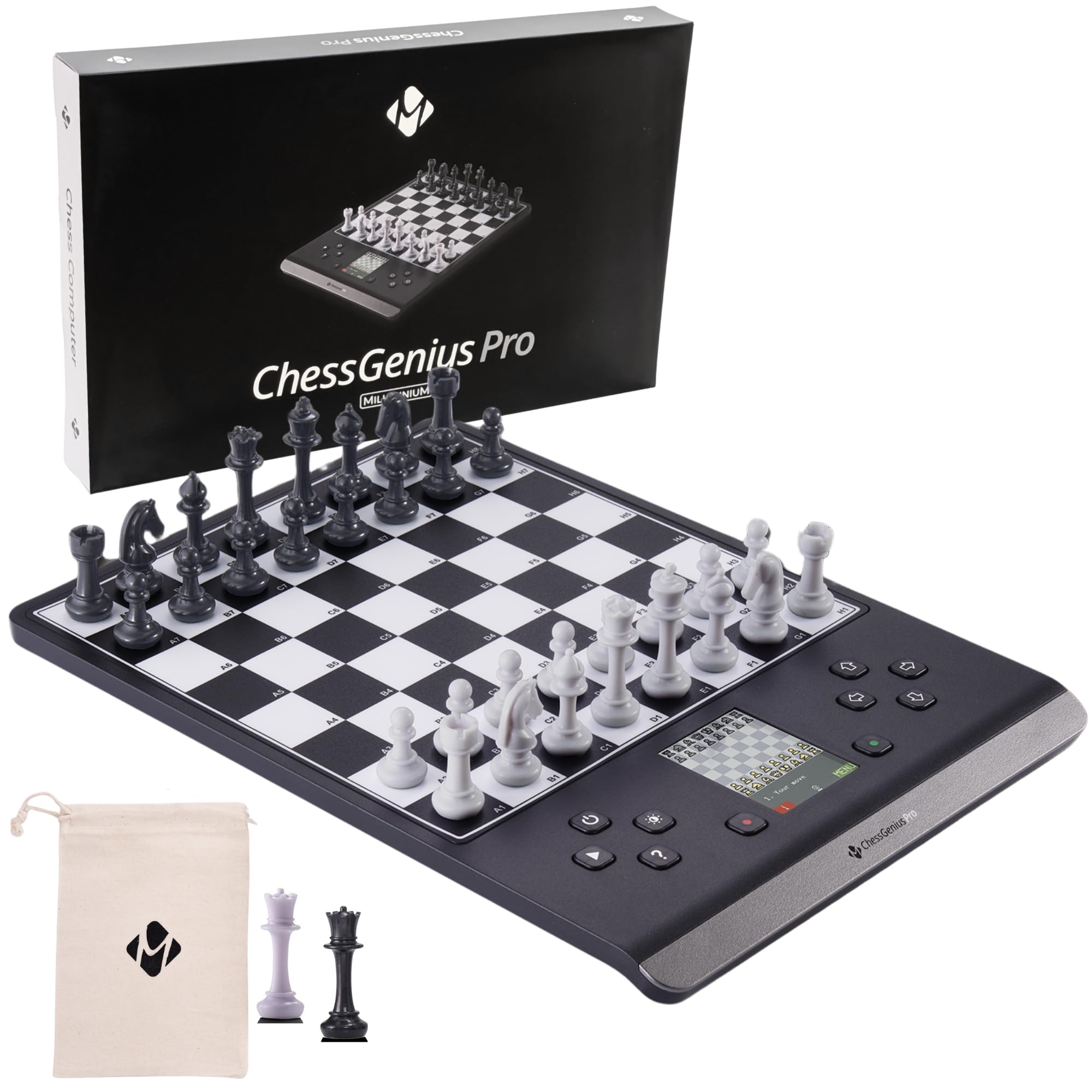 Millennium ChessGenius Pro Electronic Chess Computer – Portable AI Chess Board with Interactive Color Display & Adjustable Skill Levels for Beginners to Advanced Players – M815