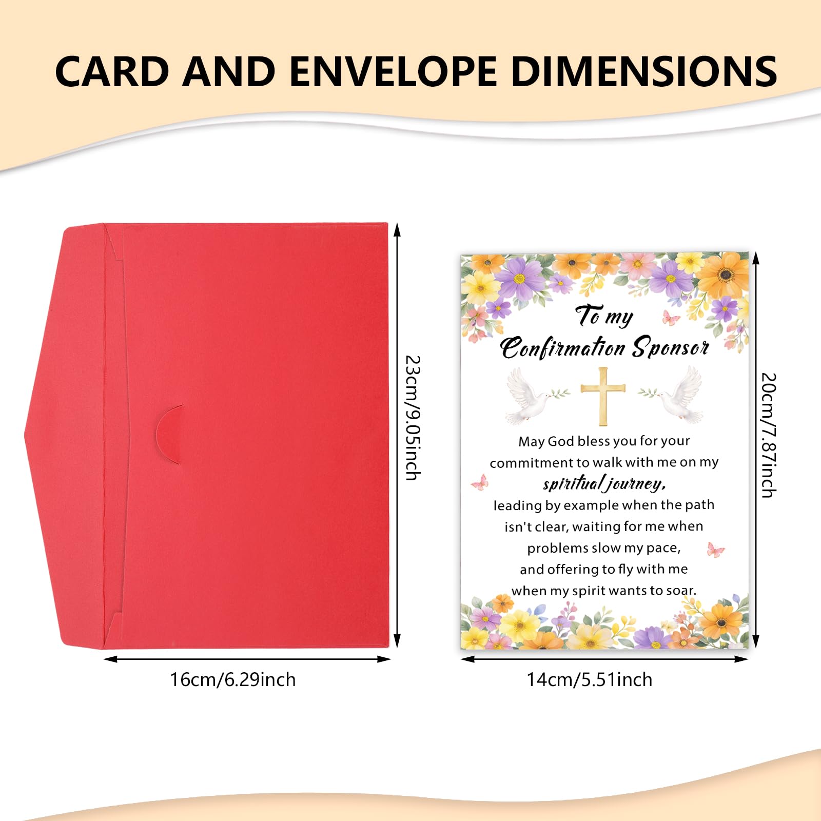 Confirmation Sponsor Card, Confirmation Sponsor Gifts for Women Men, Catholic Confirmation Cards for Godmother Godfather Appreciation Gift Christian Religious Sponsor Thank You Card for Godparent