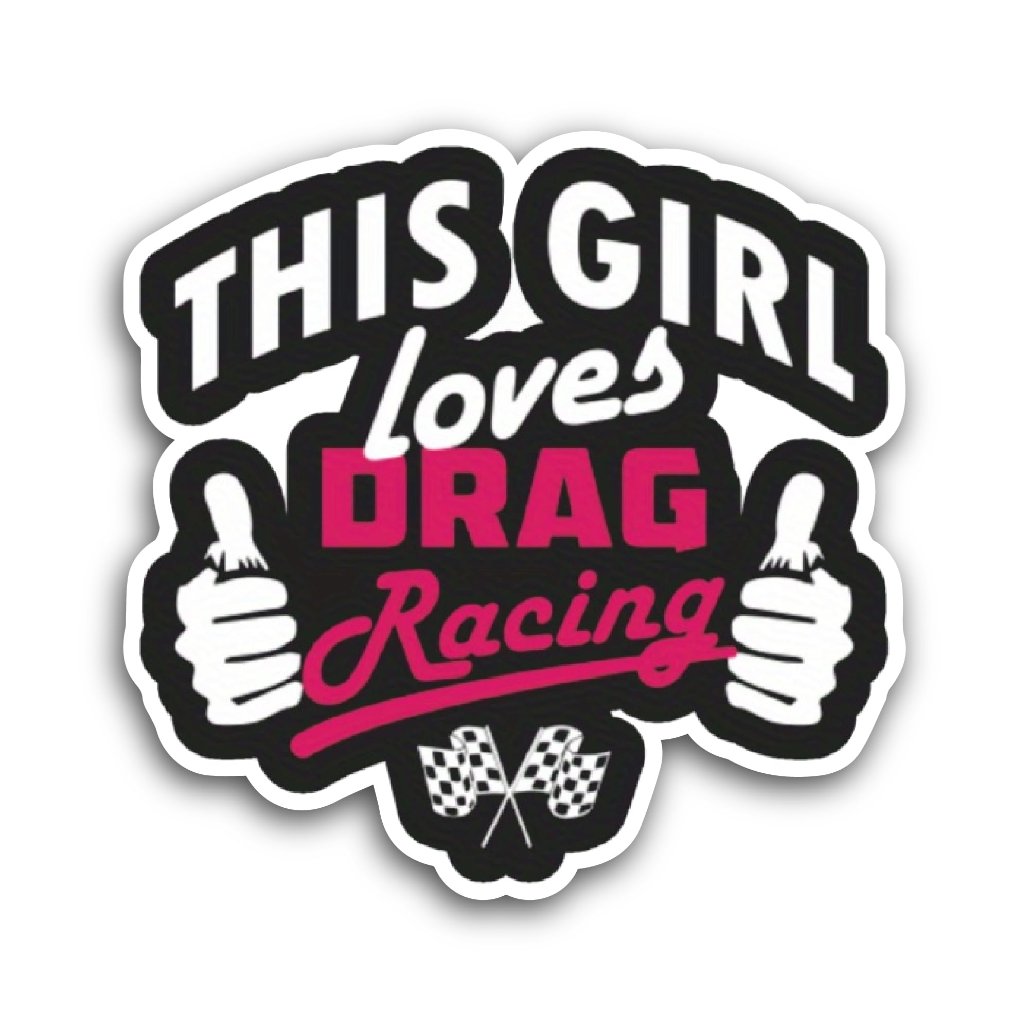 2 (Pieces) 3" and 5" This Girl Loves Drag Racing Sticker, Waterproof Vinyl Decals for Many Purpose Like Cars, Trucks, Laptops, Phones, Windows and