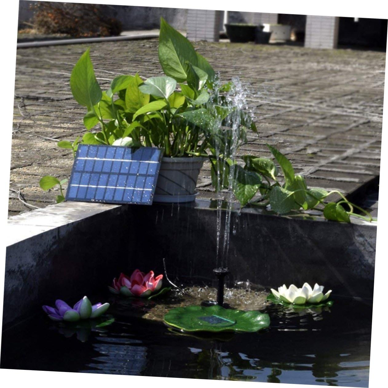 Pompa Fontana Solare per Laghetto 9v 1, 8w in Vetro Temperato