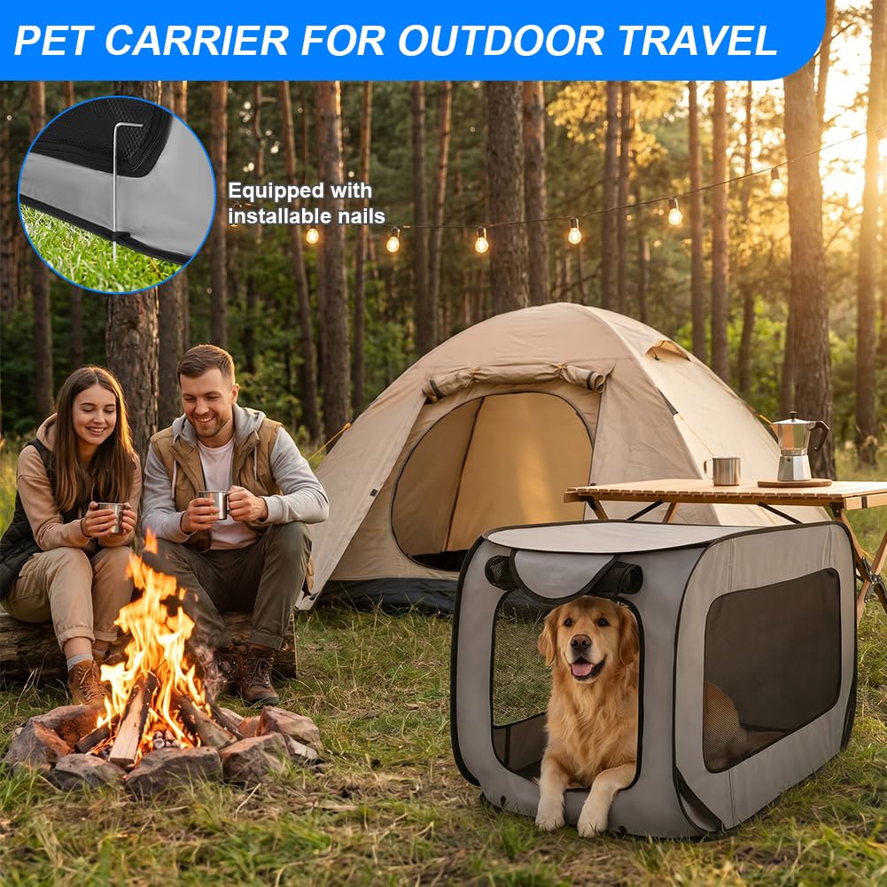 Aomig Cage Pliable pour Chien et Cha, Cage de Transport en Tissu Oxford, Parc Pliable, Cage de Voiture Portative pour Chien Chat, Parc pour Animal pour Intérieur, Extérieur, Voyage en Plein Air