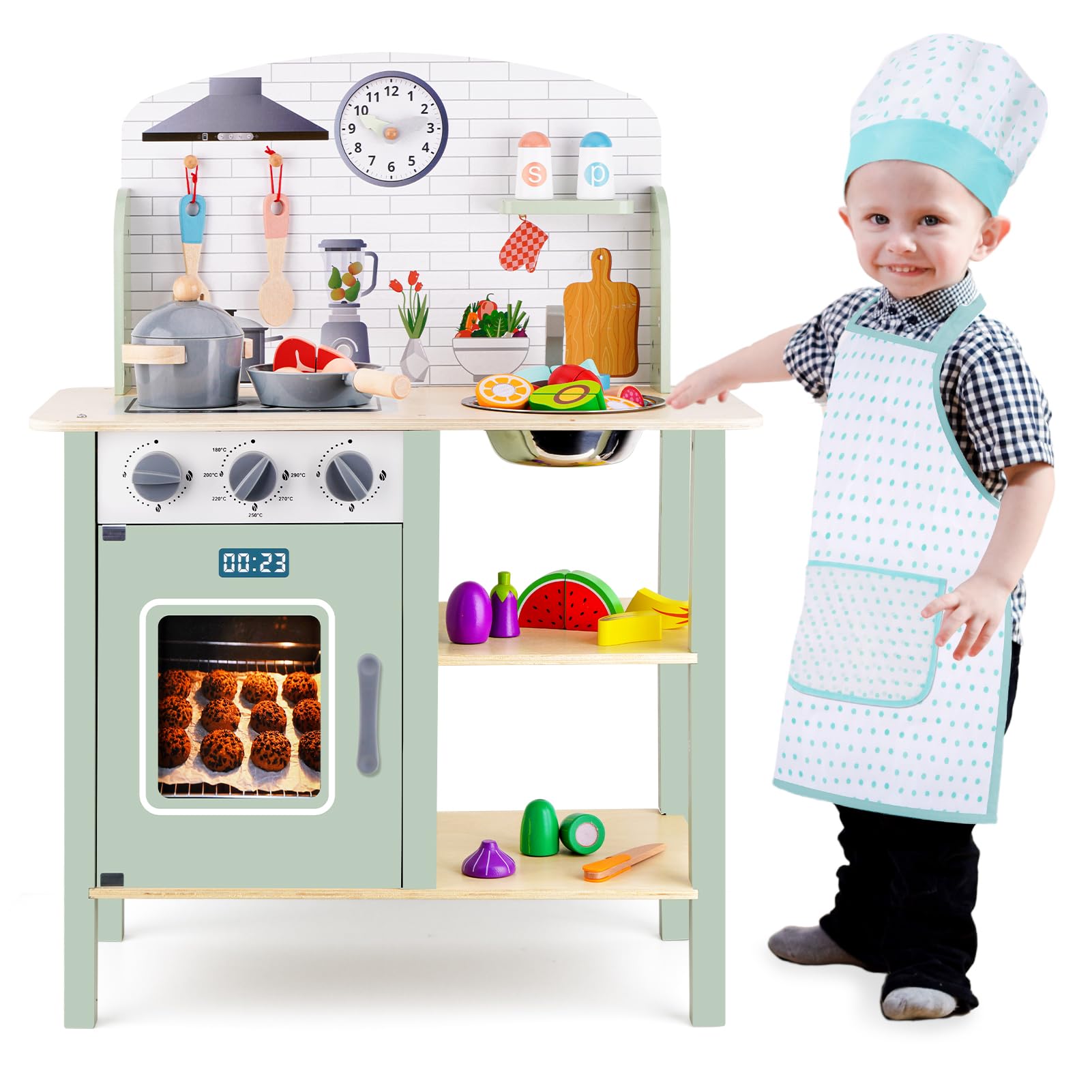 Amazon.com: Wooden Play Kitchen for Kids, Kids Children Pretend Toy ...
