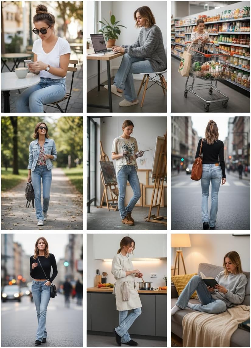 Women's Stretch Low Rise Double Button Elastic Skinny Vintage Flare Jeans - Image 4
