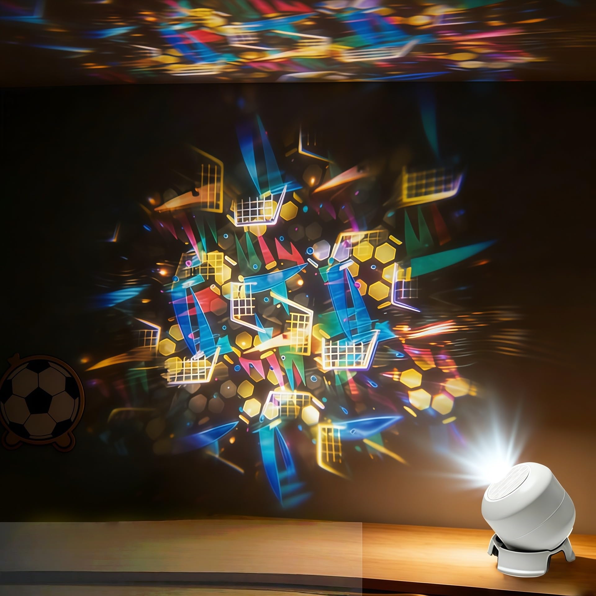 CAIFUGUIHE 360° Rotating LED Night Light Projector, Rechargeable Dimmable Dynamic Projection Lamp with Christmas Snowflake Ocean Modes, Multi-Angle Base Ambient Lighting(D,Rechargeable Version)
