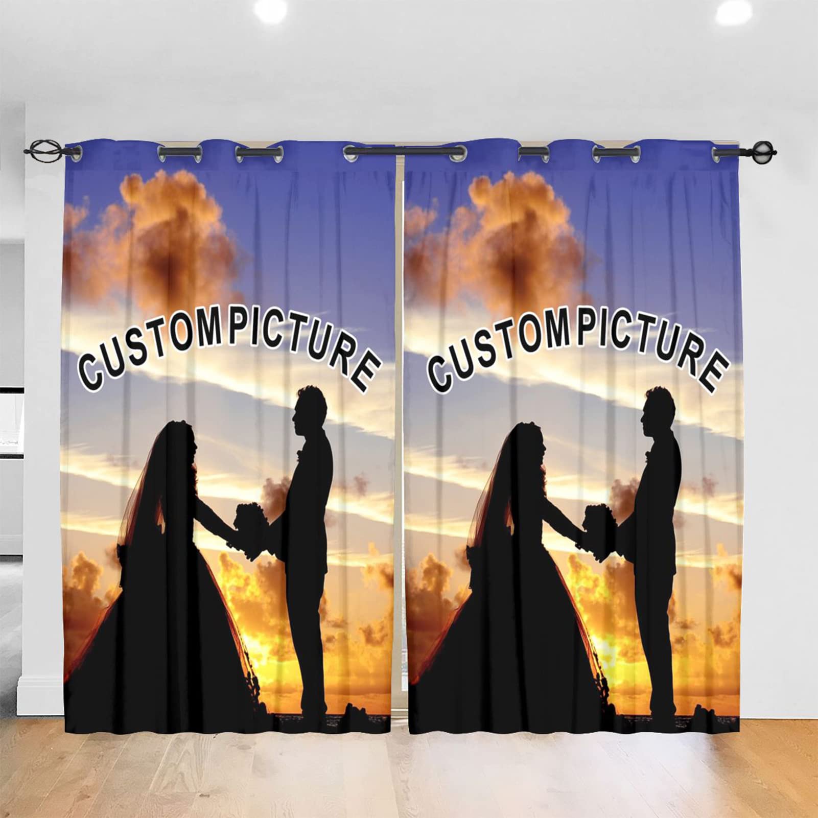 Custom Blackout Curtains, Personalized Window Drapes for Bedroom Living Room Window Decor, Design Photo or Text Customized Blackout Curtains for Living Room Window Decor