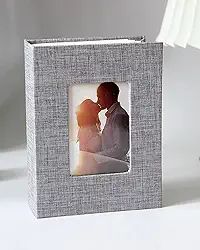 Álbum de fotos 10 x 15 com capa de linho, pequeno álbum de fotos para 100 fotos, álbum de fotos portátil para família, livro de fotos de férias (cinza)