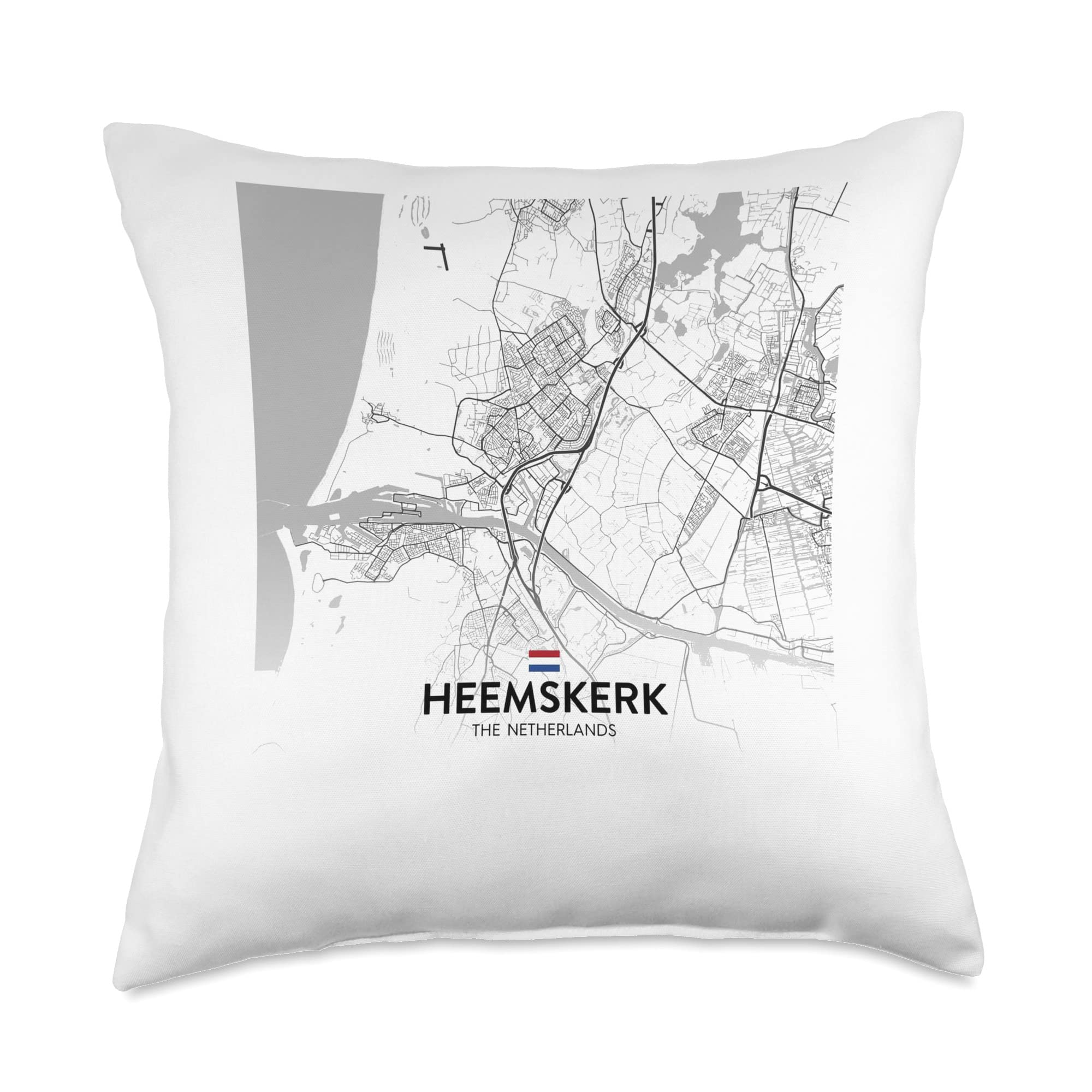Heemskerk City map Hometown Throw Pillow, 18x18, Multicolor