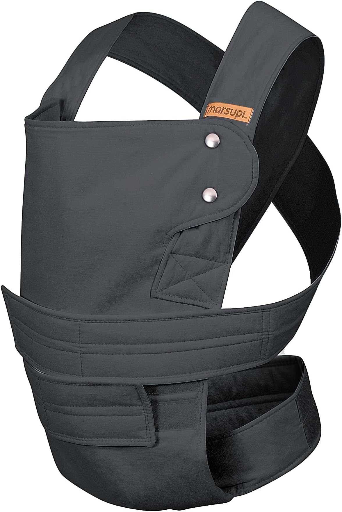 marsupi Baby Carrier for Newborns from Birth up to 15kg, Lightweight and Compact Baby Carrier with Sturdy Velcro System, Organic Cotton - Classic/Grey, Size S/M