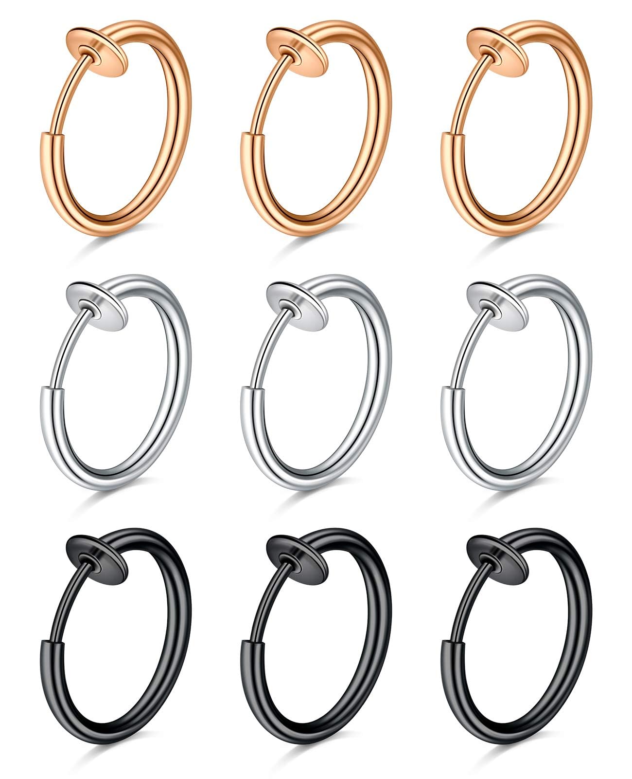 Fake Nose Piercing Fake Septum Non-Pierced Clip Nose Piercing Nose Ring Hoop Septum Fake Piercing Faux Hoop Non Piercing Jewellery Women Men-image-33